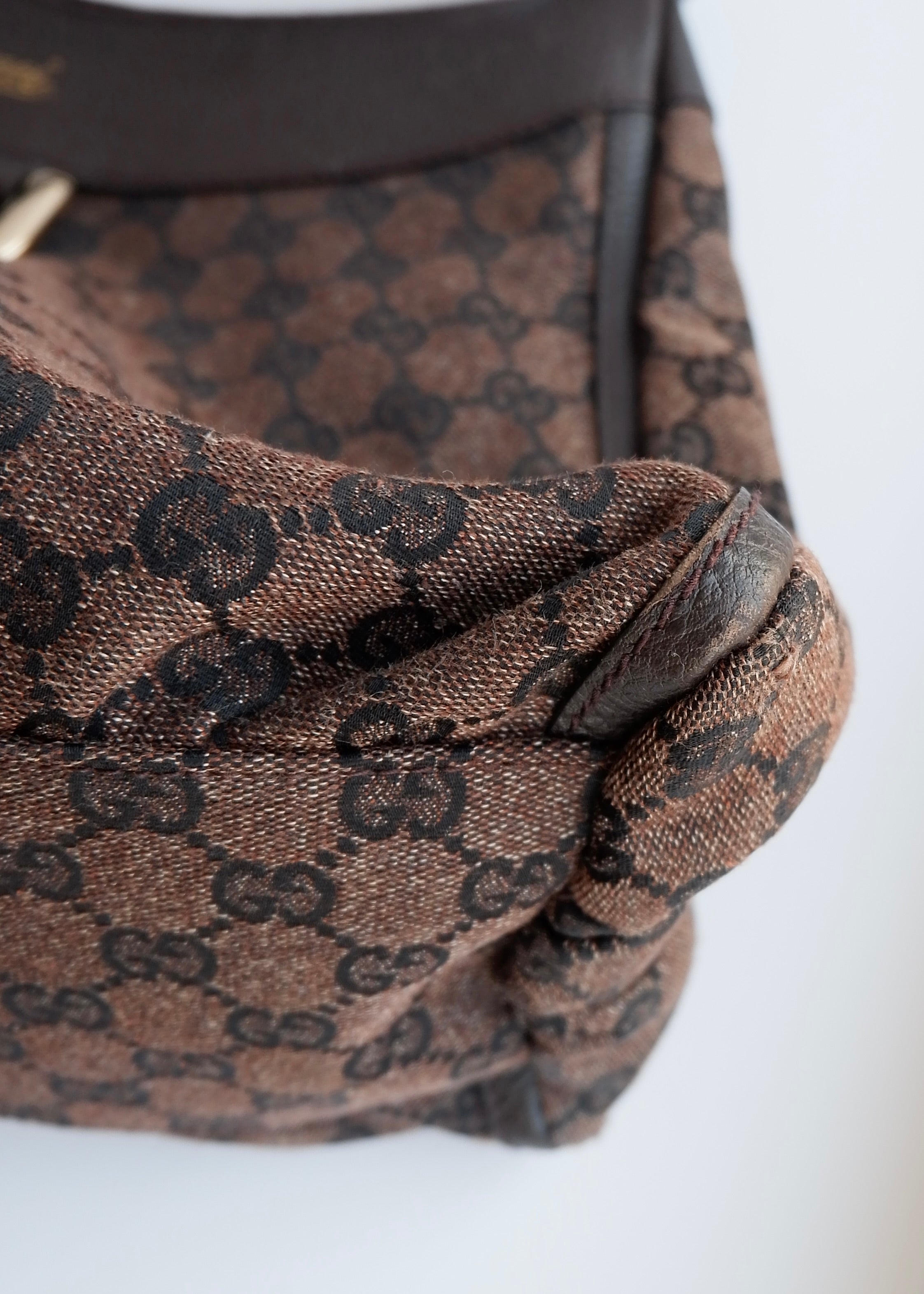 Authentic Preowned Gucci Brown GG Canvas/ Leather Hobo Shoulder Bag