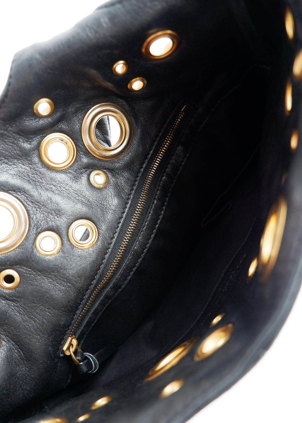 Authentic Preowned Bottega Veneta Black Leather Intrecciato Gold Rivet/Studded Handbag