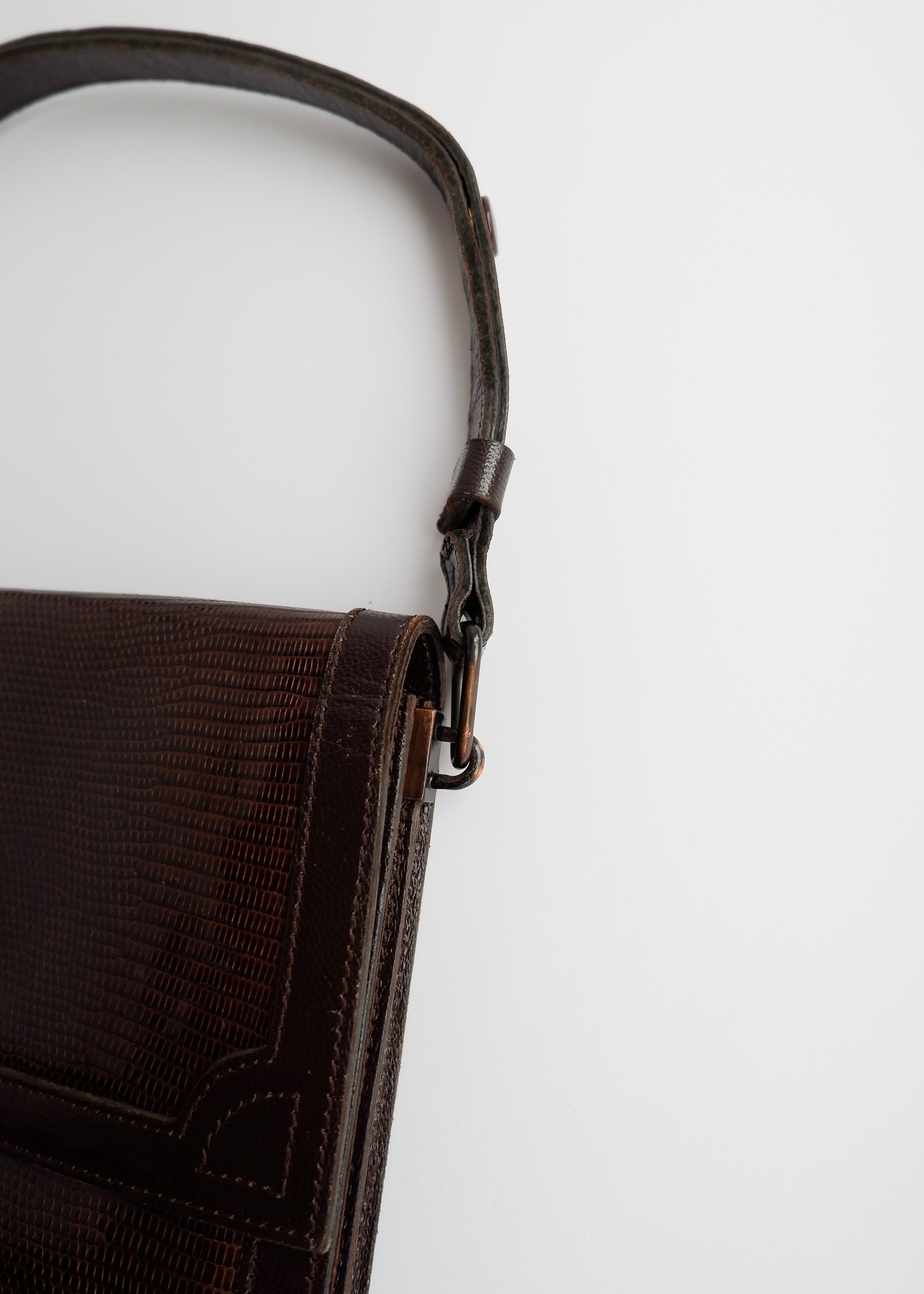 Sac bandoulière YSL vintage authentique en cuir marron d'occasion