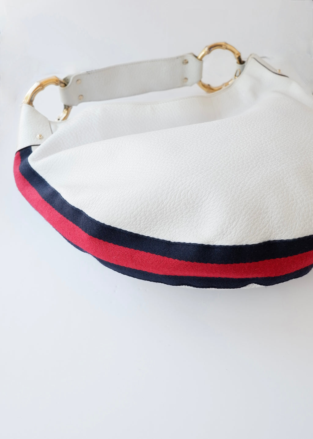 Preowned Gucci White Leather Sherry Line Hobo Shoulder Bag