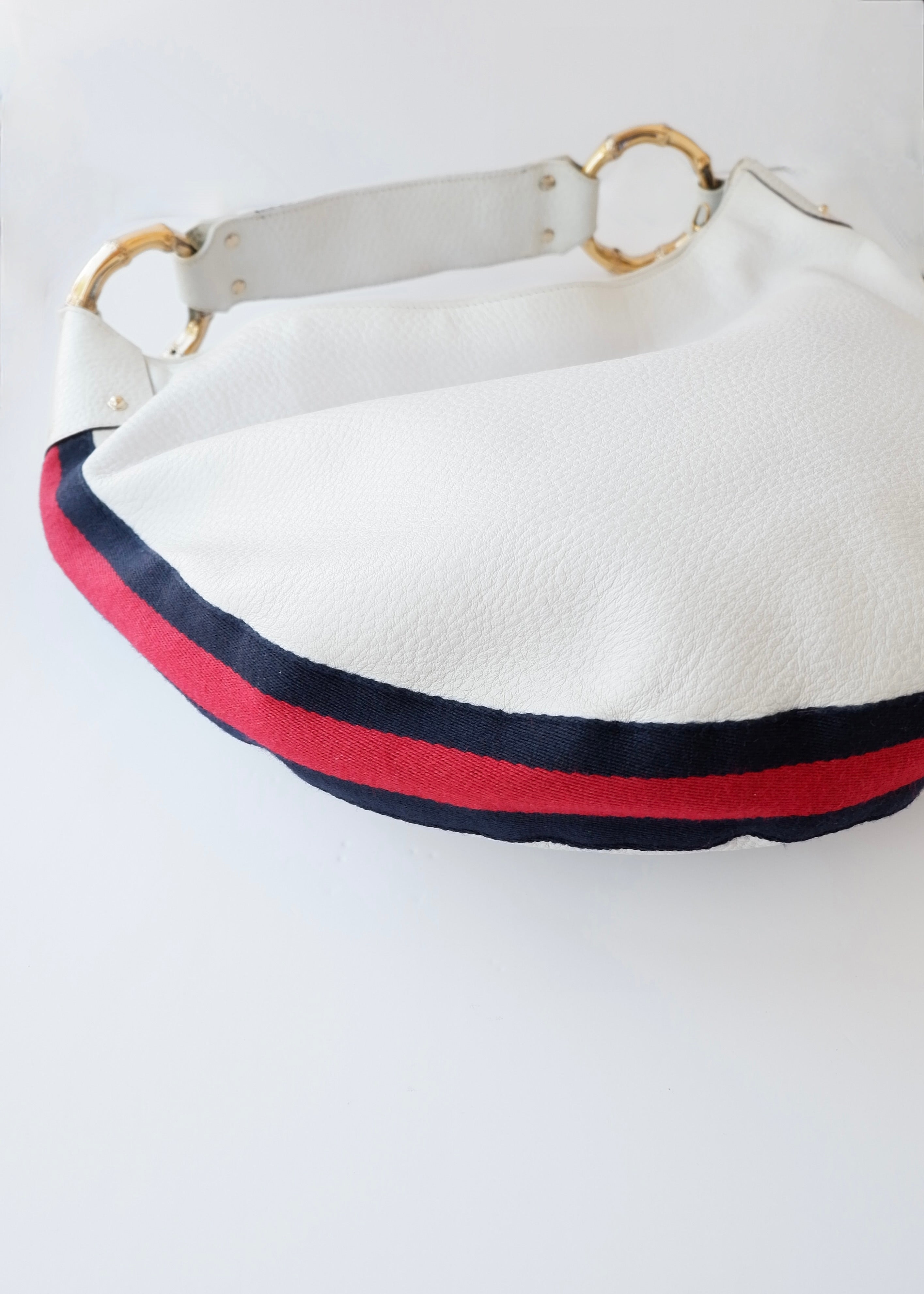 Preowned Gucci White Leather Sherry Line Hobo Shoulder Bag