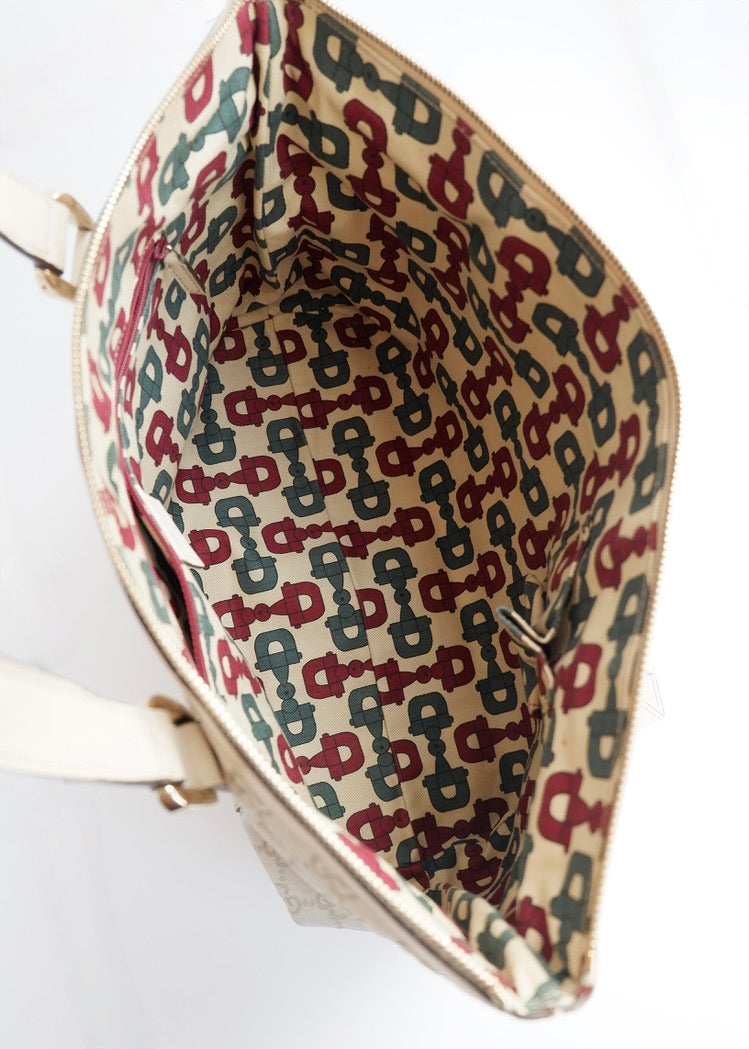 Authentic Preowned Gucci Ivory Leather GG Supreme Shoulder Bag