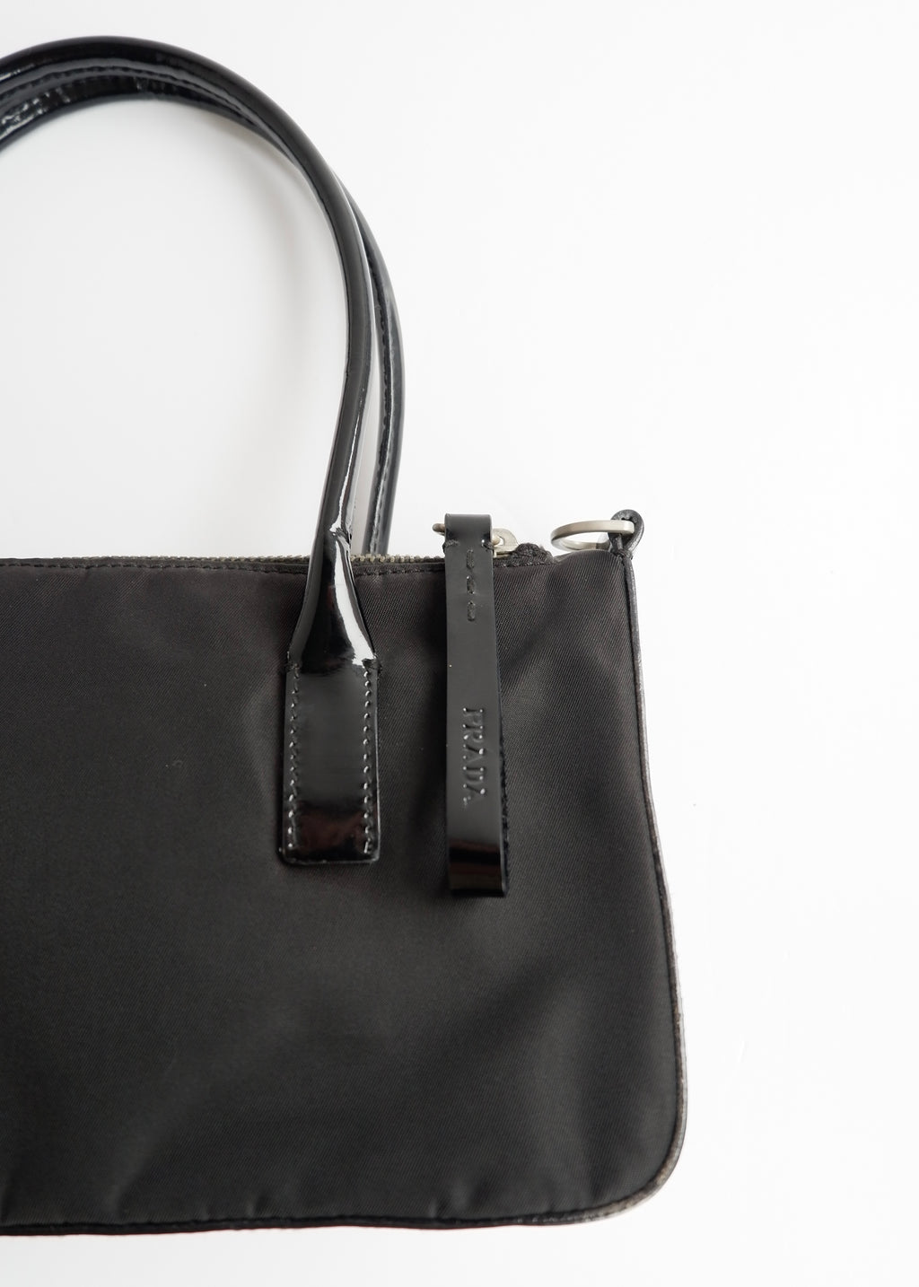 Preowned Prada Black Nylon/ Patent Two Way Bag