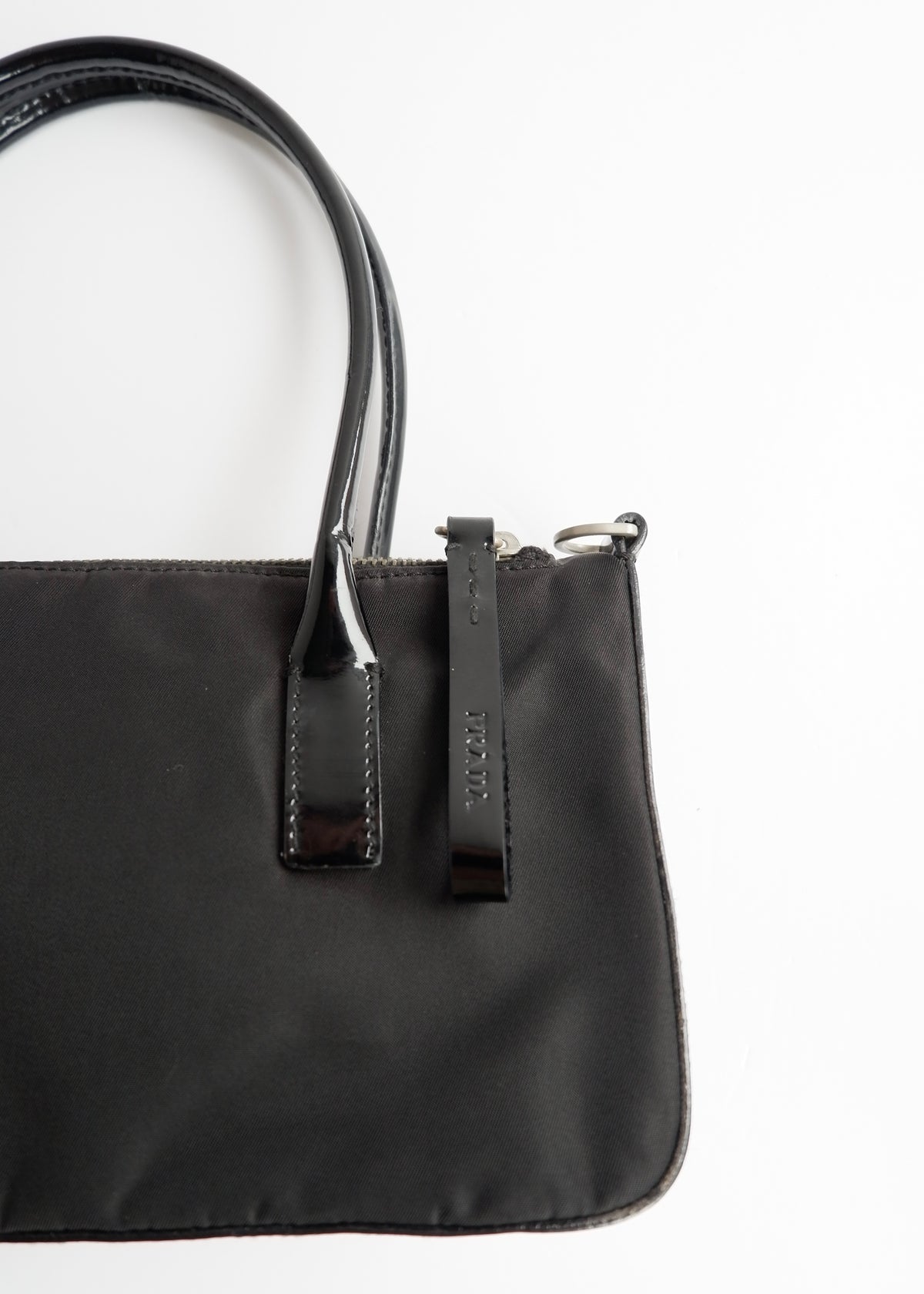 Preowned Prada Black Nylon/ Patent Two Way Bag