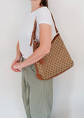 Preowned Gucci Brown GG Canvas Leather Tassel Shoulder Bag