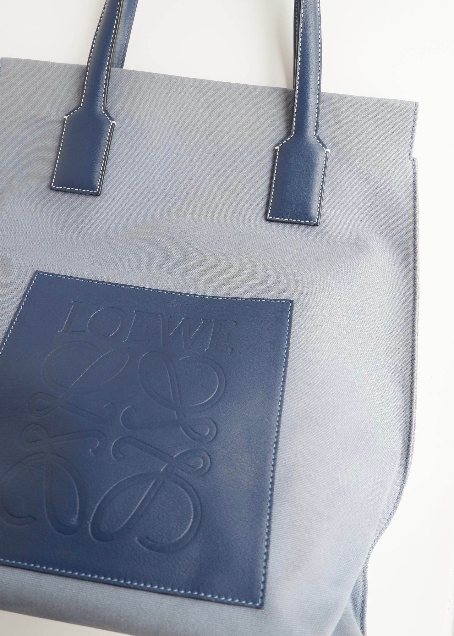 Authentic Preowned Loewe Blue Canvas/Leather Tote Bag