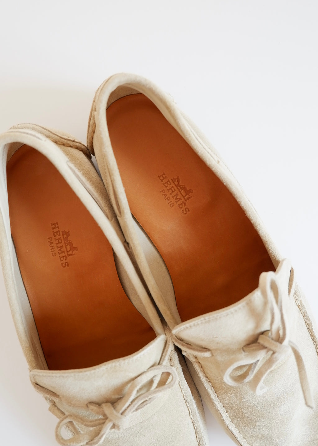 Authentic Preowned Hermes Light Beige Suede Loafers - 40
