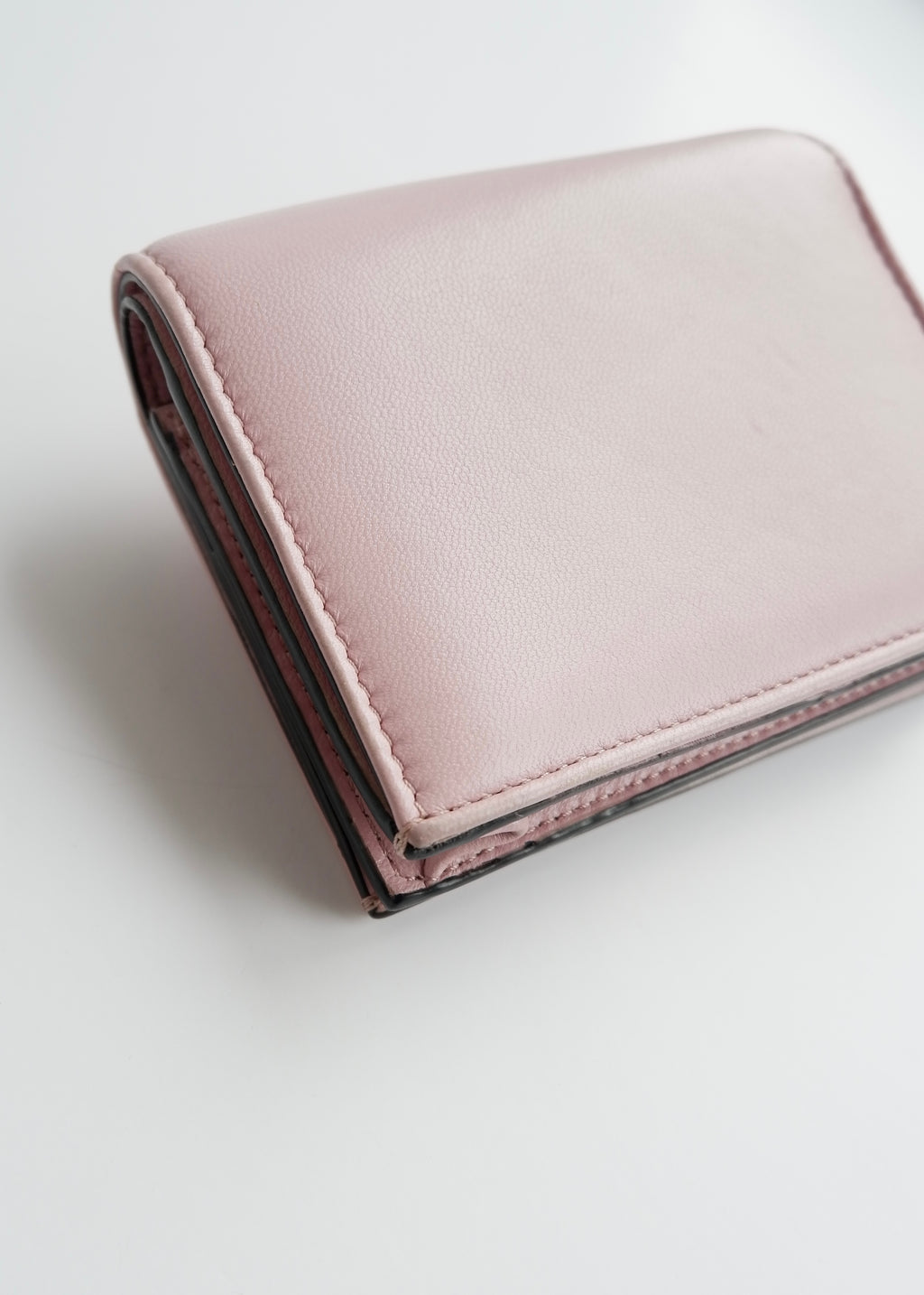 Authentic Preowned Valentino Light Pink Leather Small Nappa Roman Stud Bi-Fold Wallet