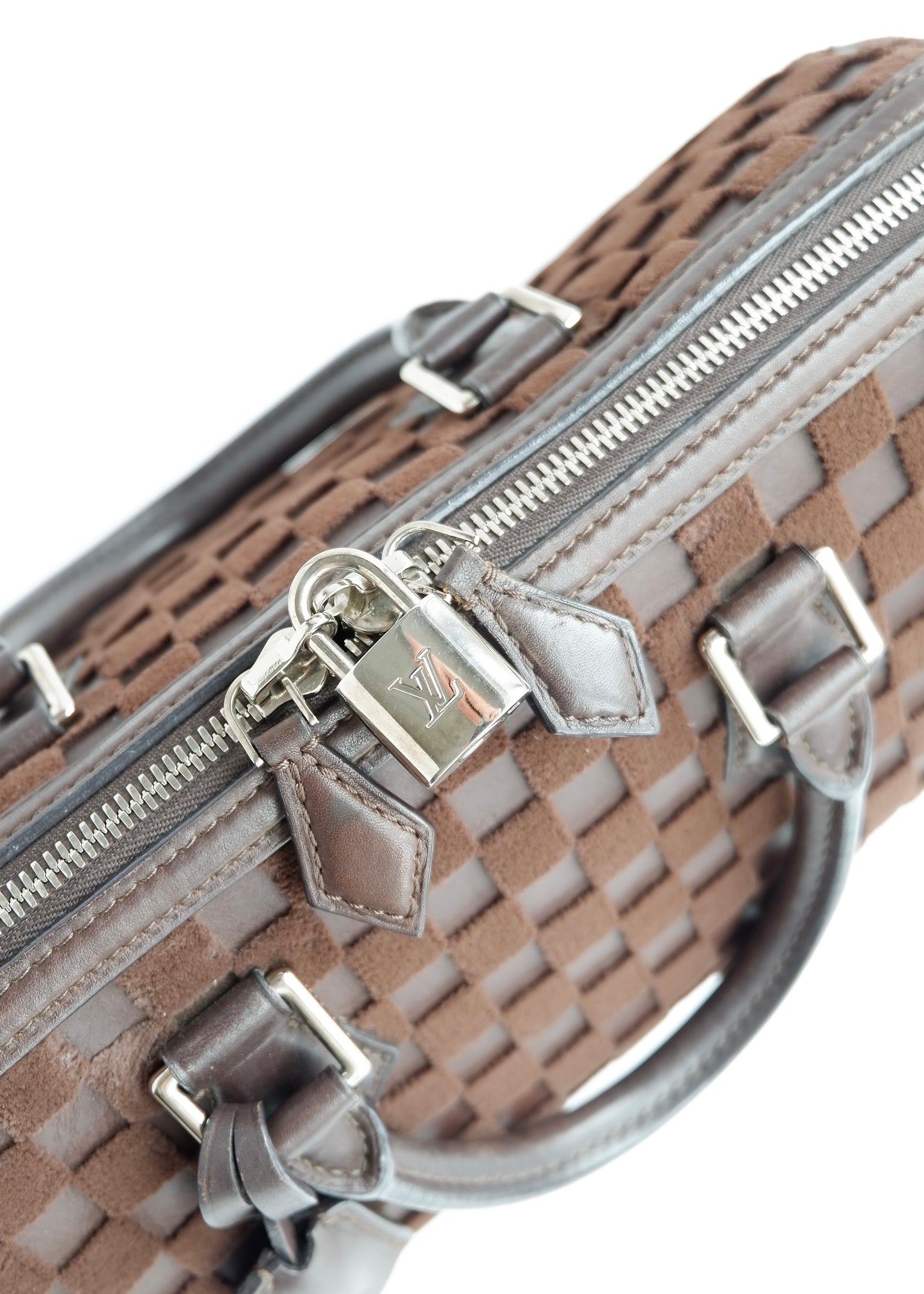 Authentic Preowned Louis Vuitton Damier Cubic Speedy East West Leather Brown Special Edition (Spring 2013) Hand Bag