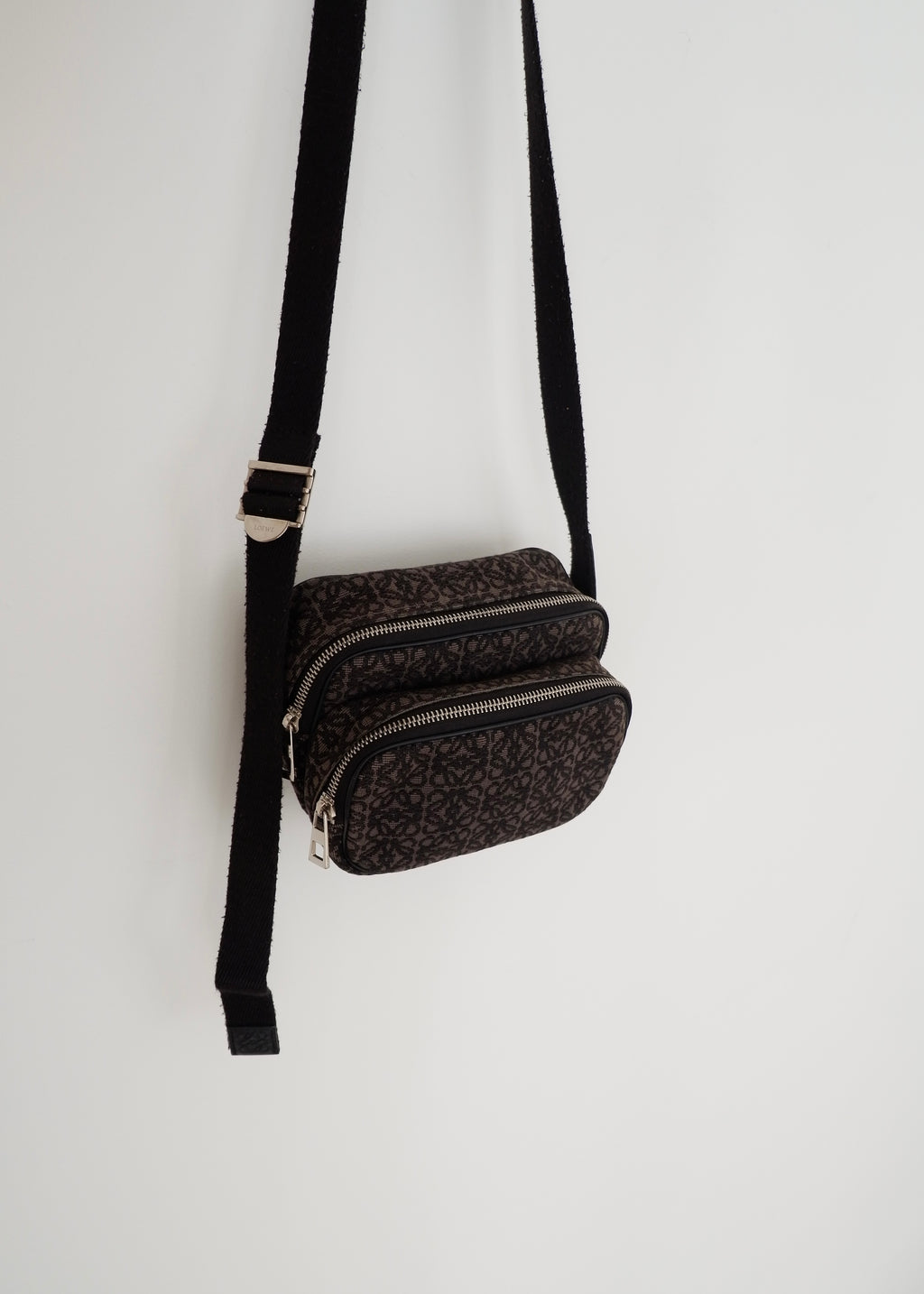 Authentic Preowned Loewe Black Canvas Anagram Crossbody Bag