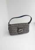 Authentic Preowned Fendi Navy Zucchino Baguette Shoulder