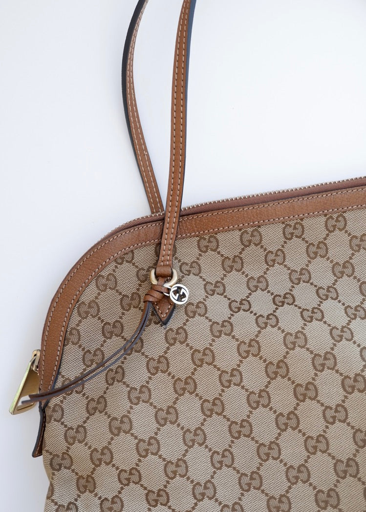Preowned Gucci Brown GG Canvas Bowler Shoulder Bag
