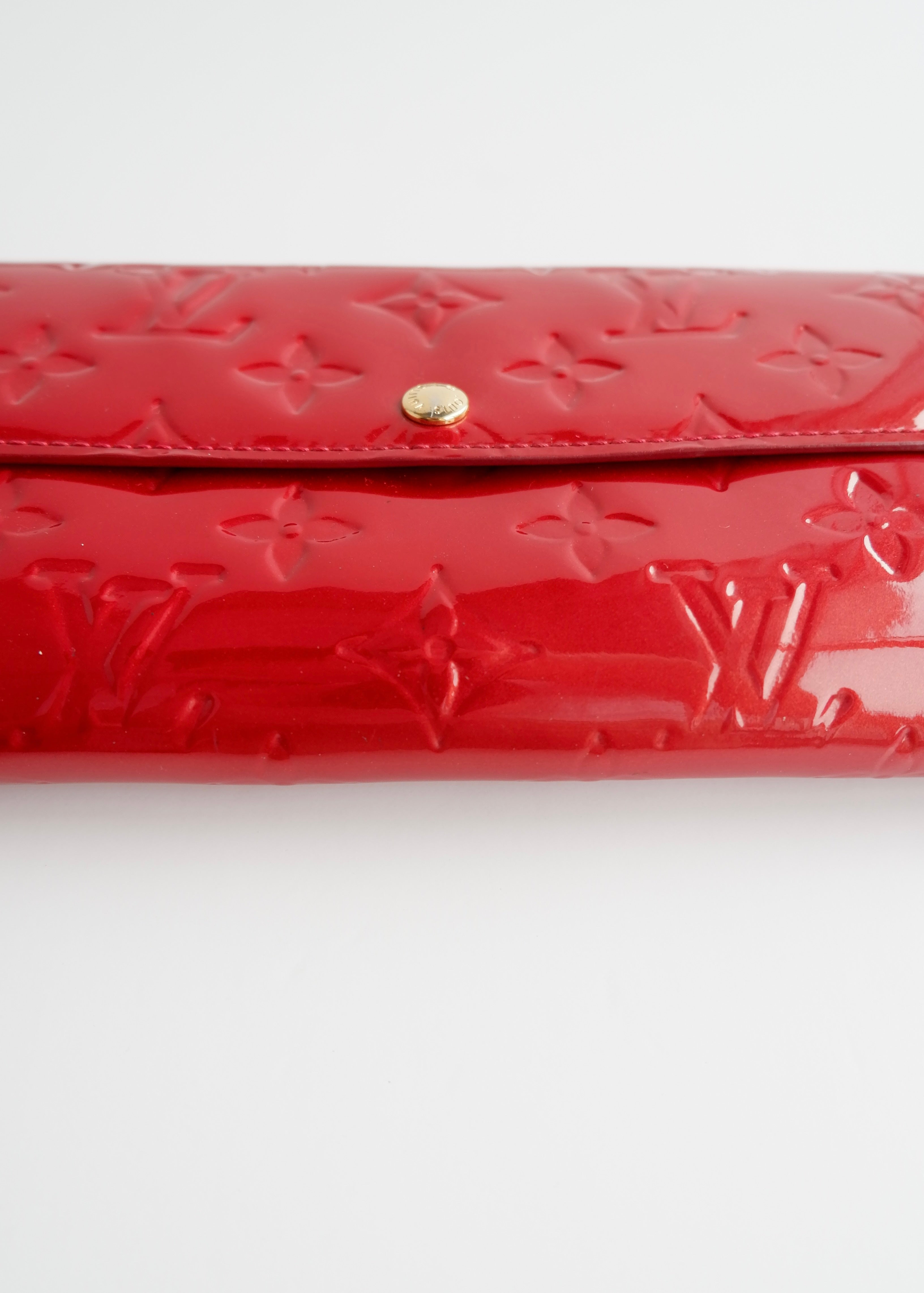 Authentic Preowned Louis Vuitton Red Monogram Vernis Long Sarah Wallet