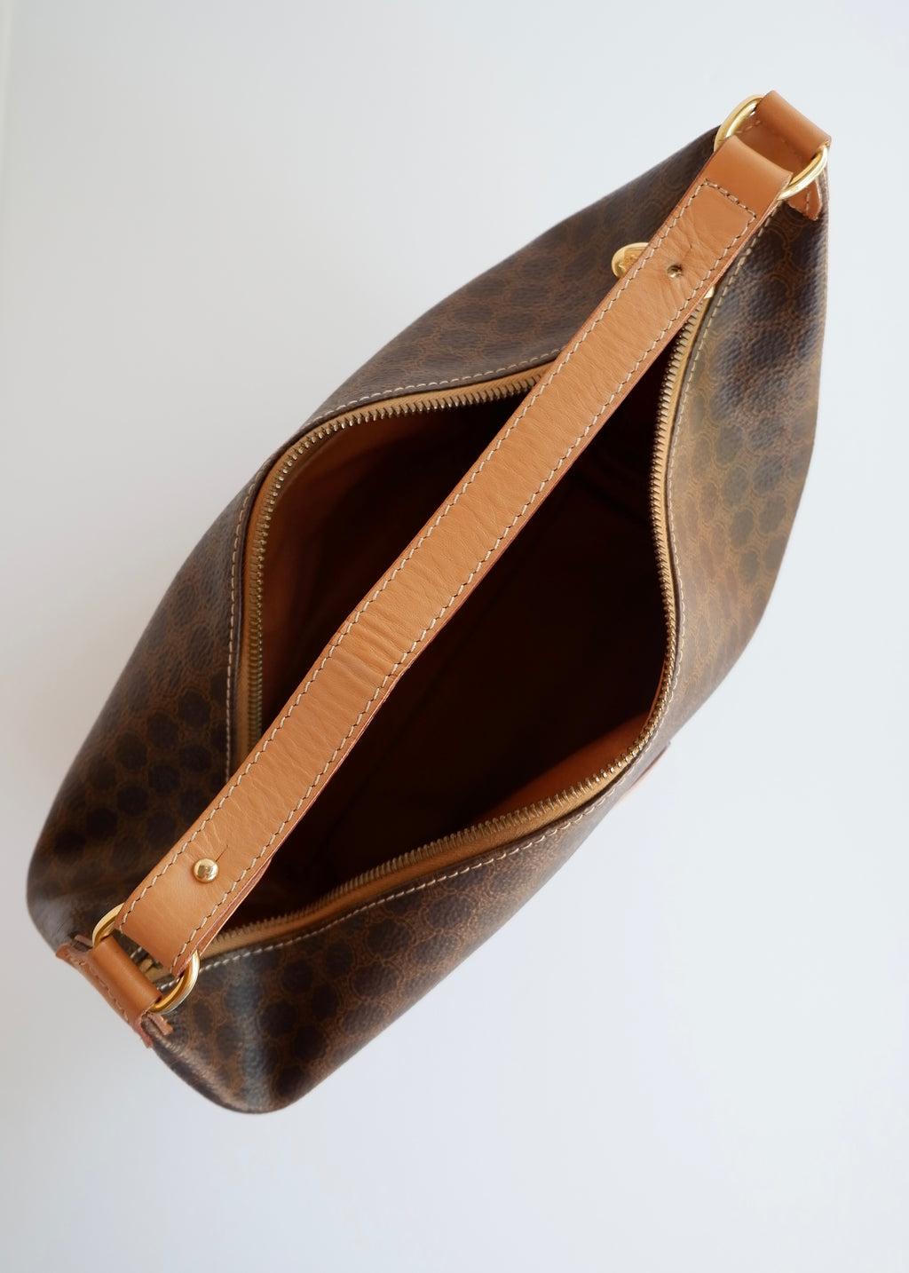 Preowned Vintage Celine Brown Macadam Print Shoulder Bag