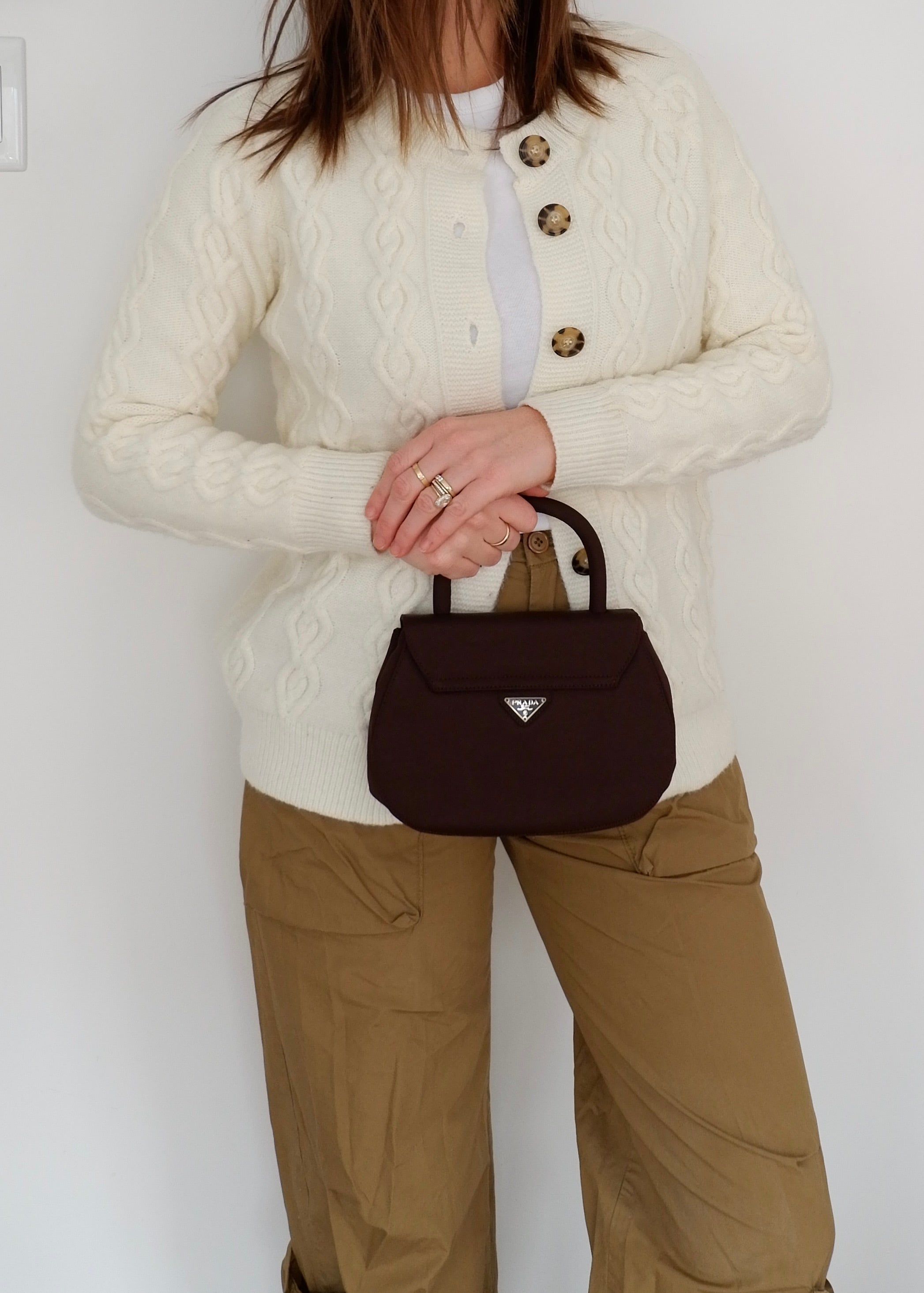 Authentic Preowned Prada Nylon Brown Nylon Top Handle Bag