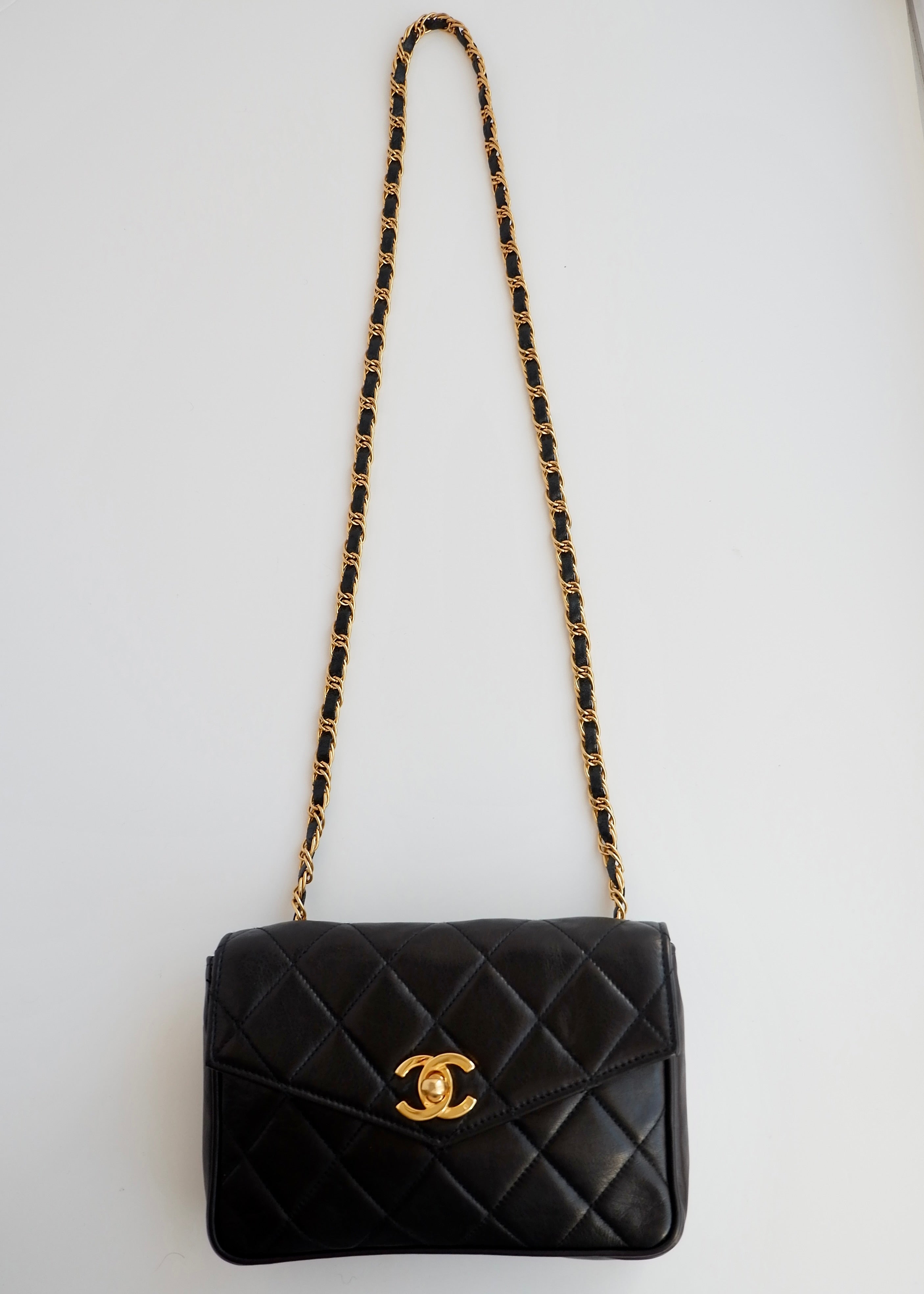 Authentic Preowned Vintage Chanel Black Lambskin Belt Bag GHW