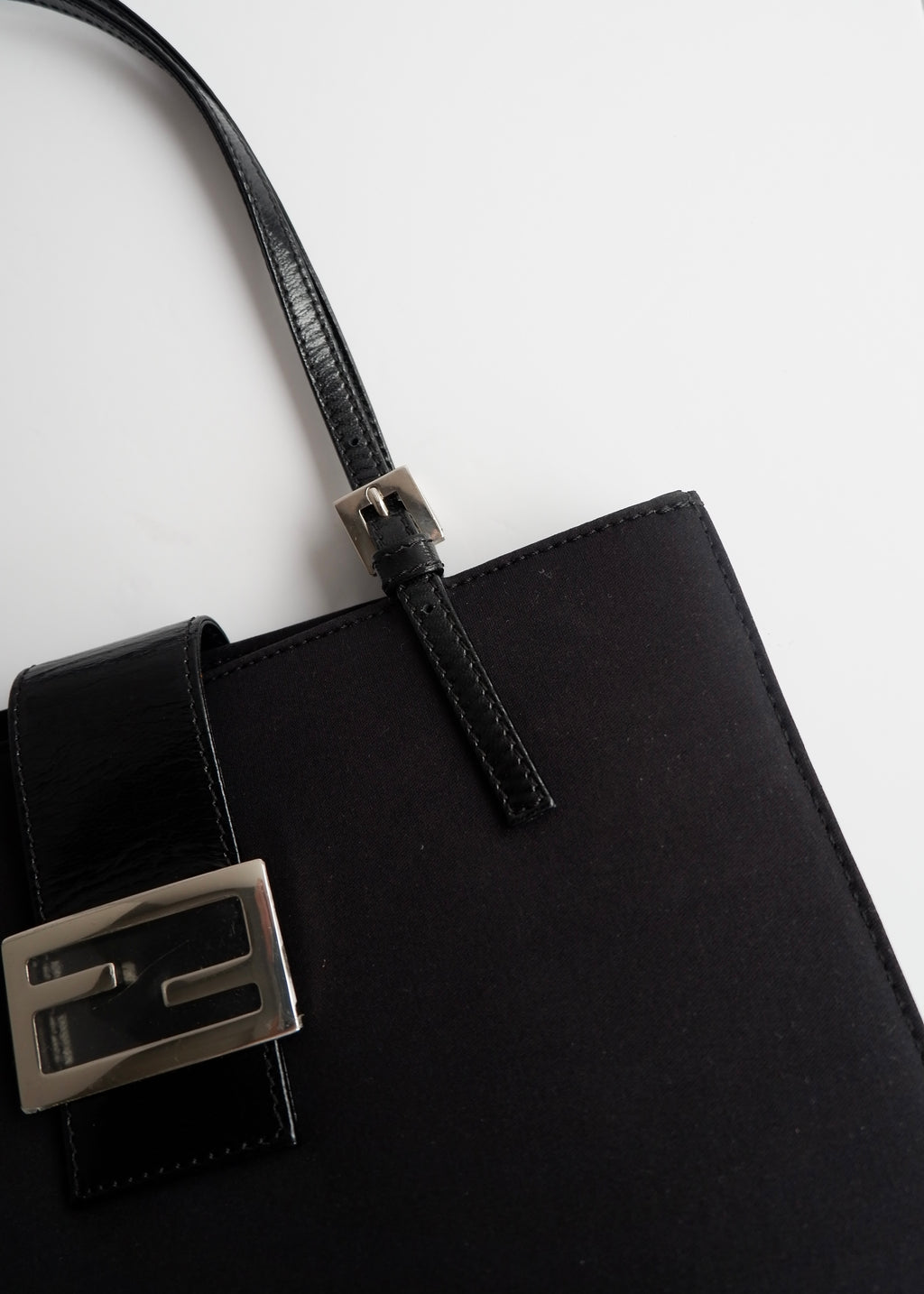 Authentic Preowned Fendi Black Fabric FF Logo Shoulder Bag
