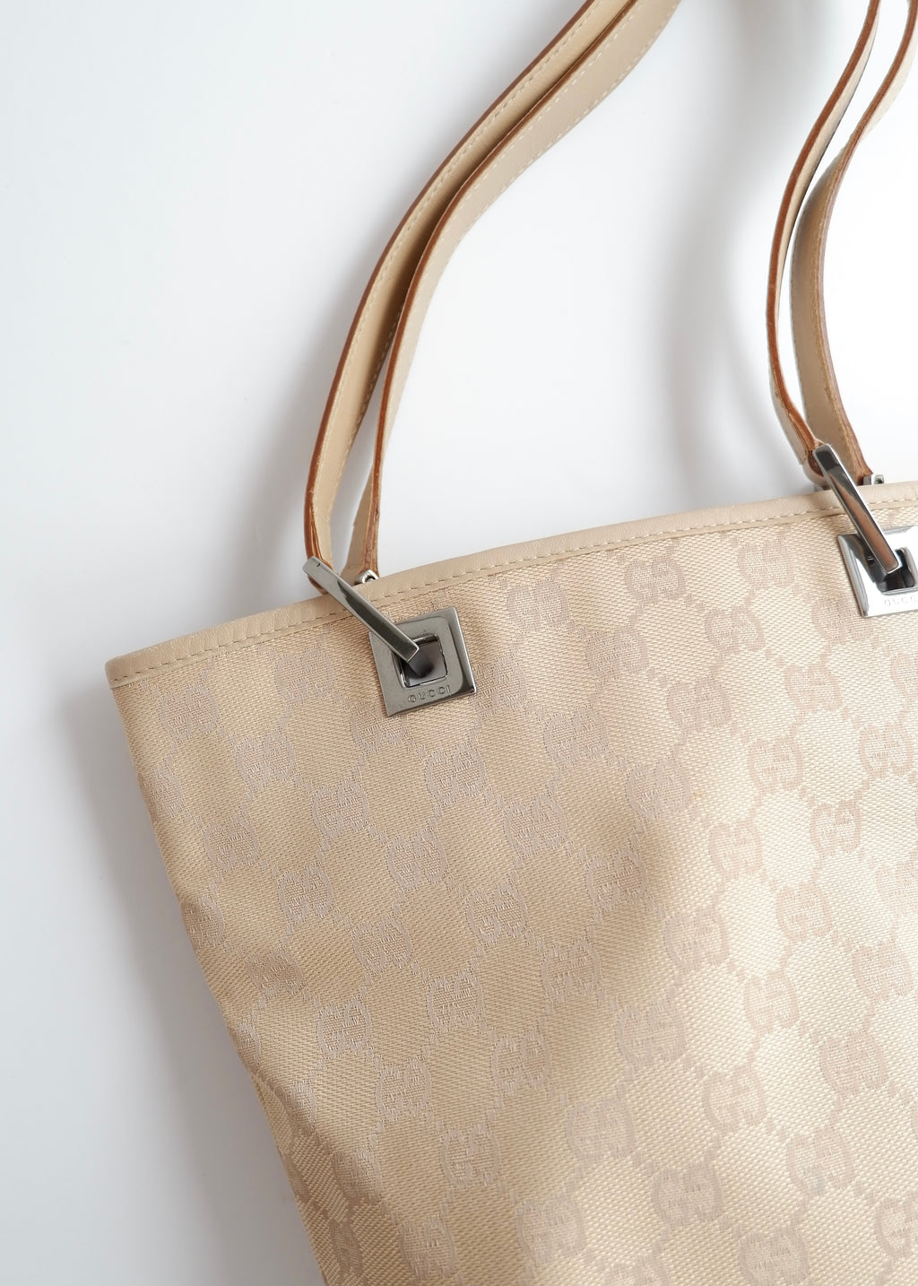 Authentic Preowned Gucci Light Beige GG Canvas Shoulder Tote