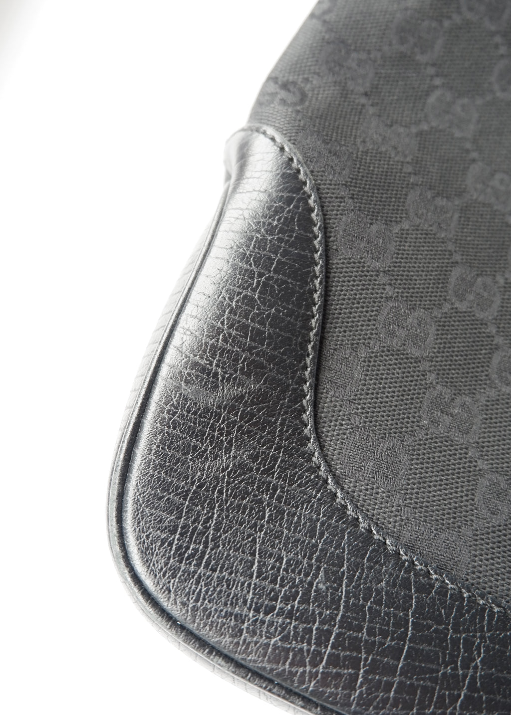 Preowned Gucci Black GG Canvas/ Leather Jackie Shoulder Bag