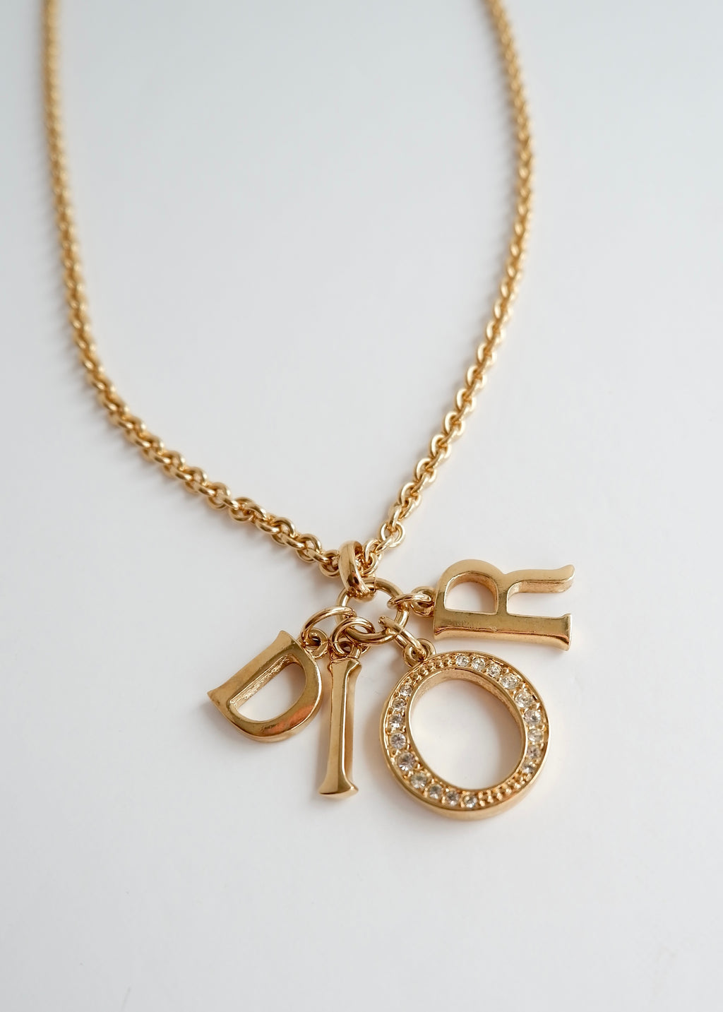 Preowned Vintage Dior Gold Tone Logo Necklace