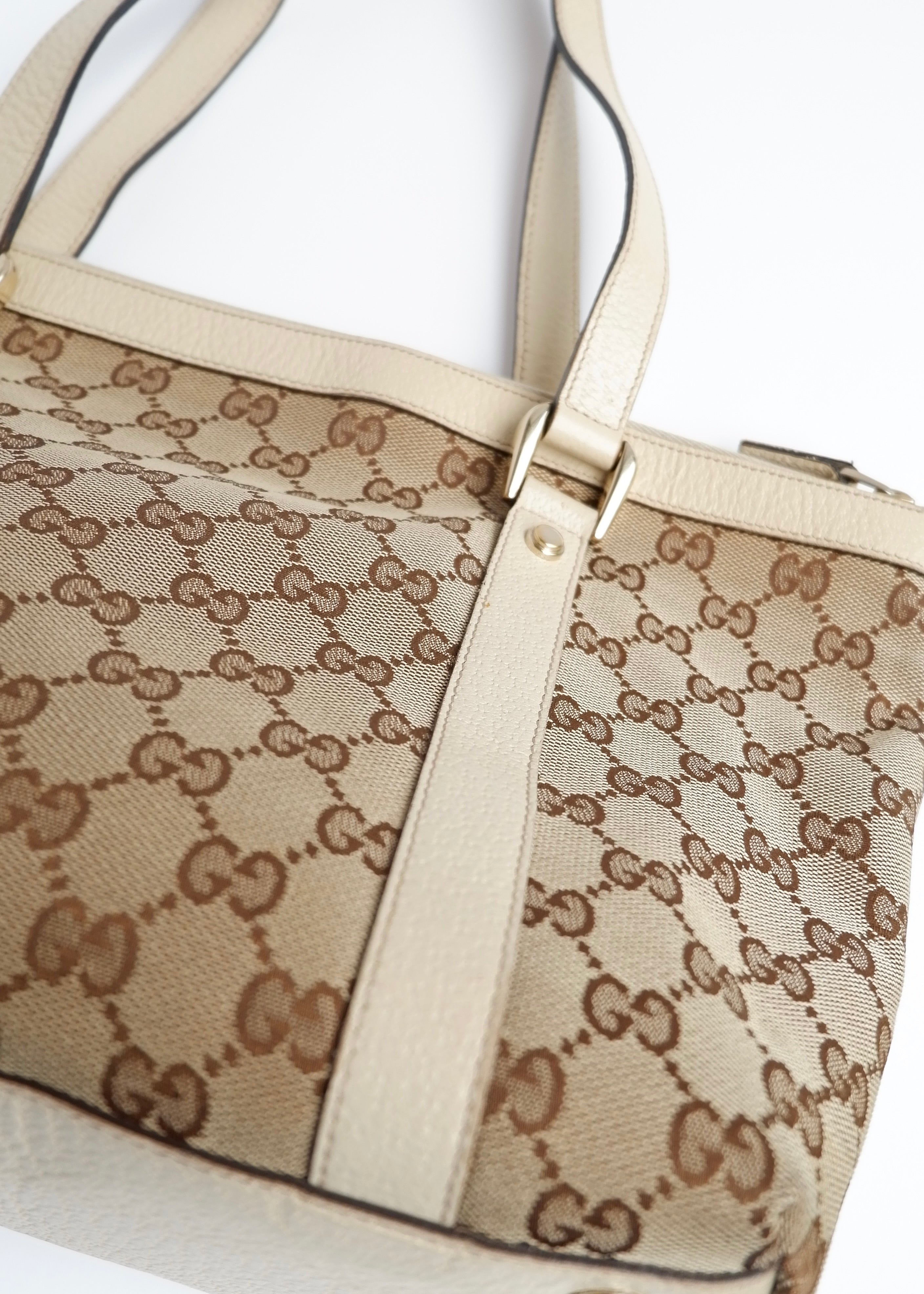 Authentic Preowned Gucci White GG Canvas Shoulder Bag