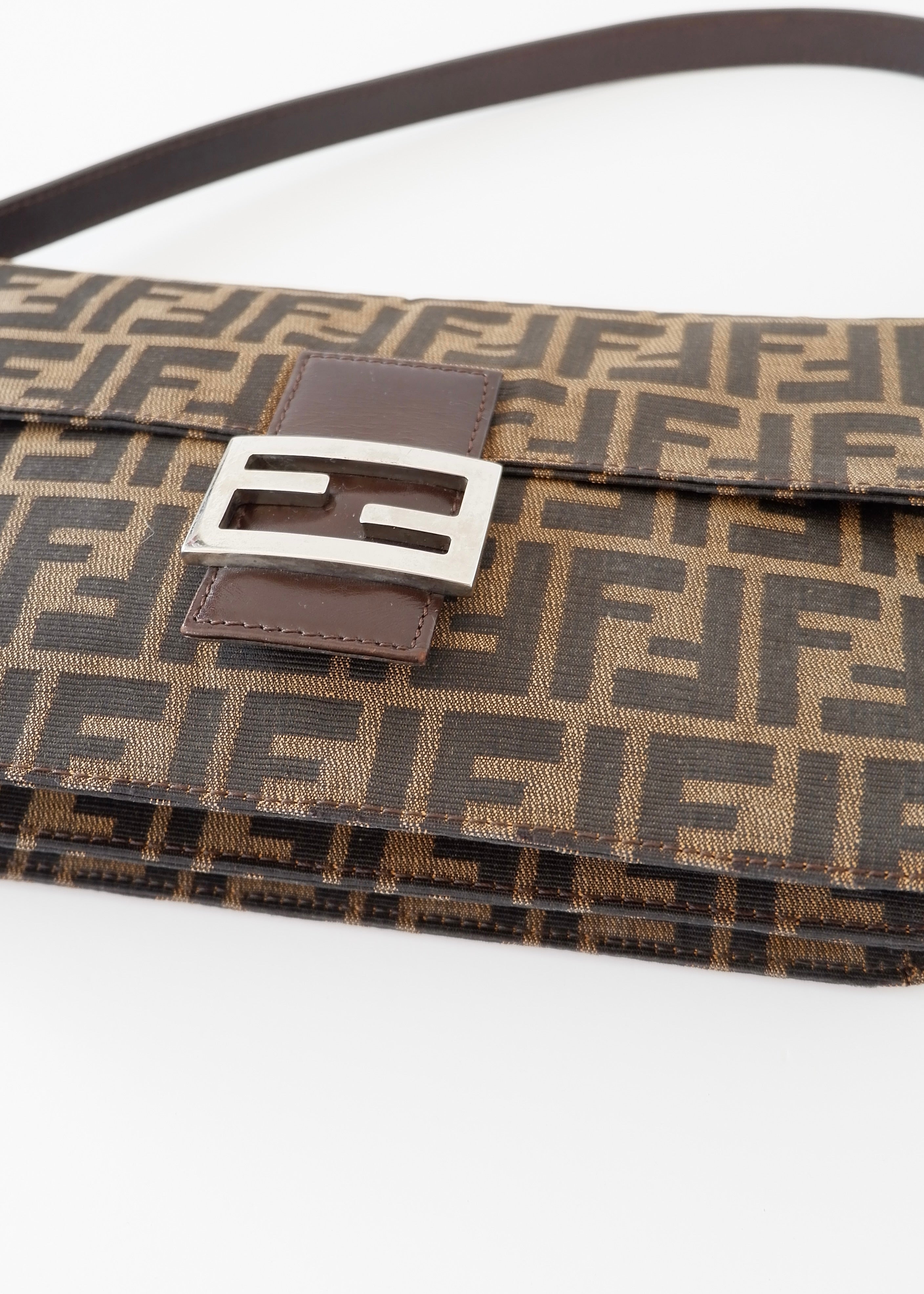 Authentic Preowned Vintage Fendi Brown Zucca Shoulder Bag