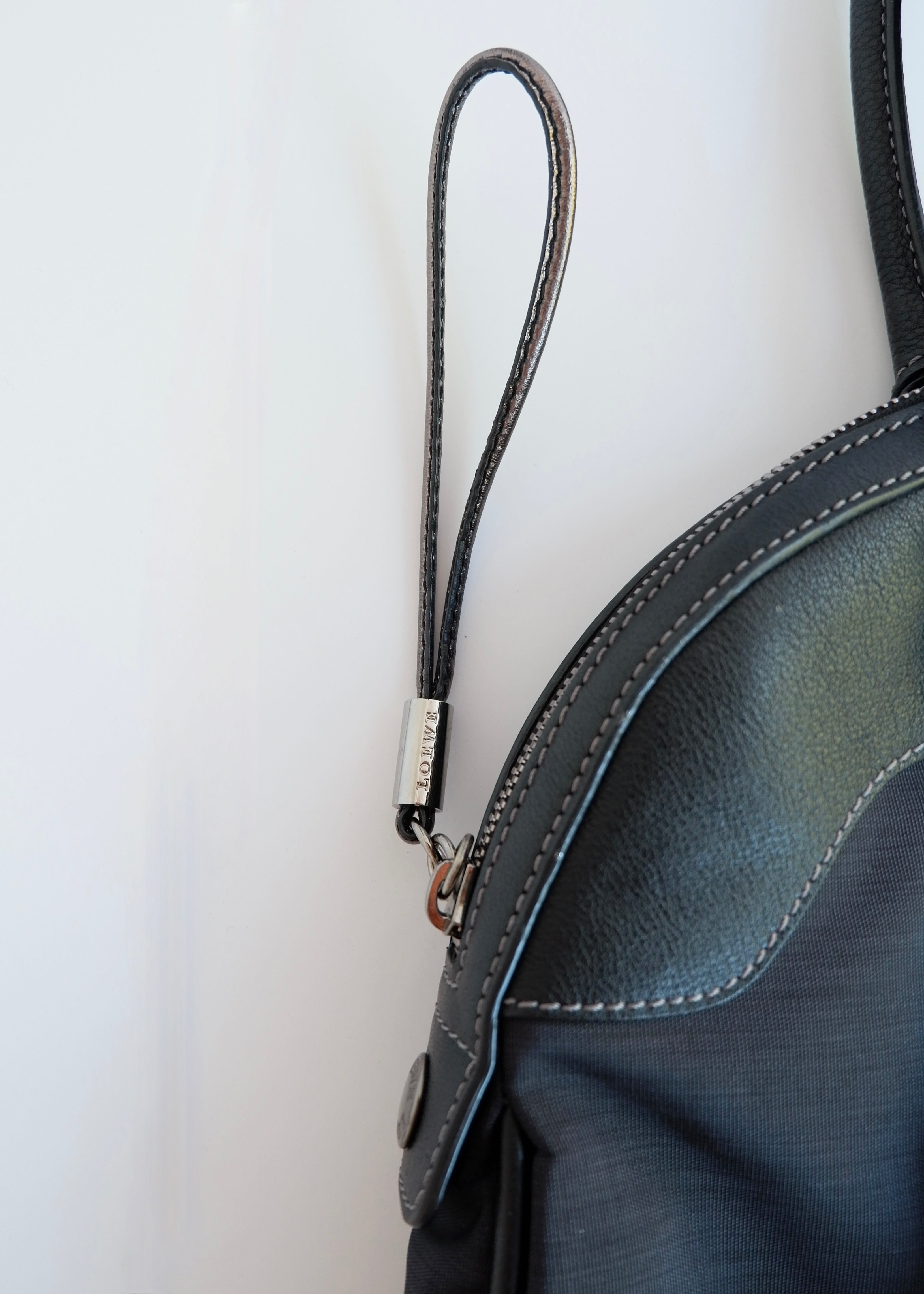 Authentic Preowned Loewe Navy/Black Nylon/Leather Shoulder Tote