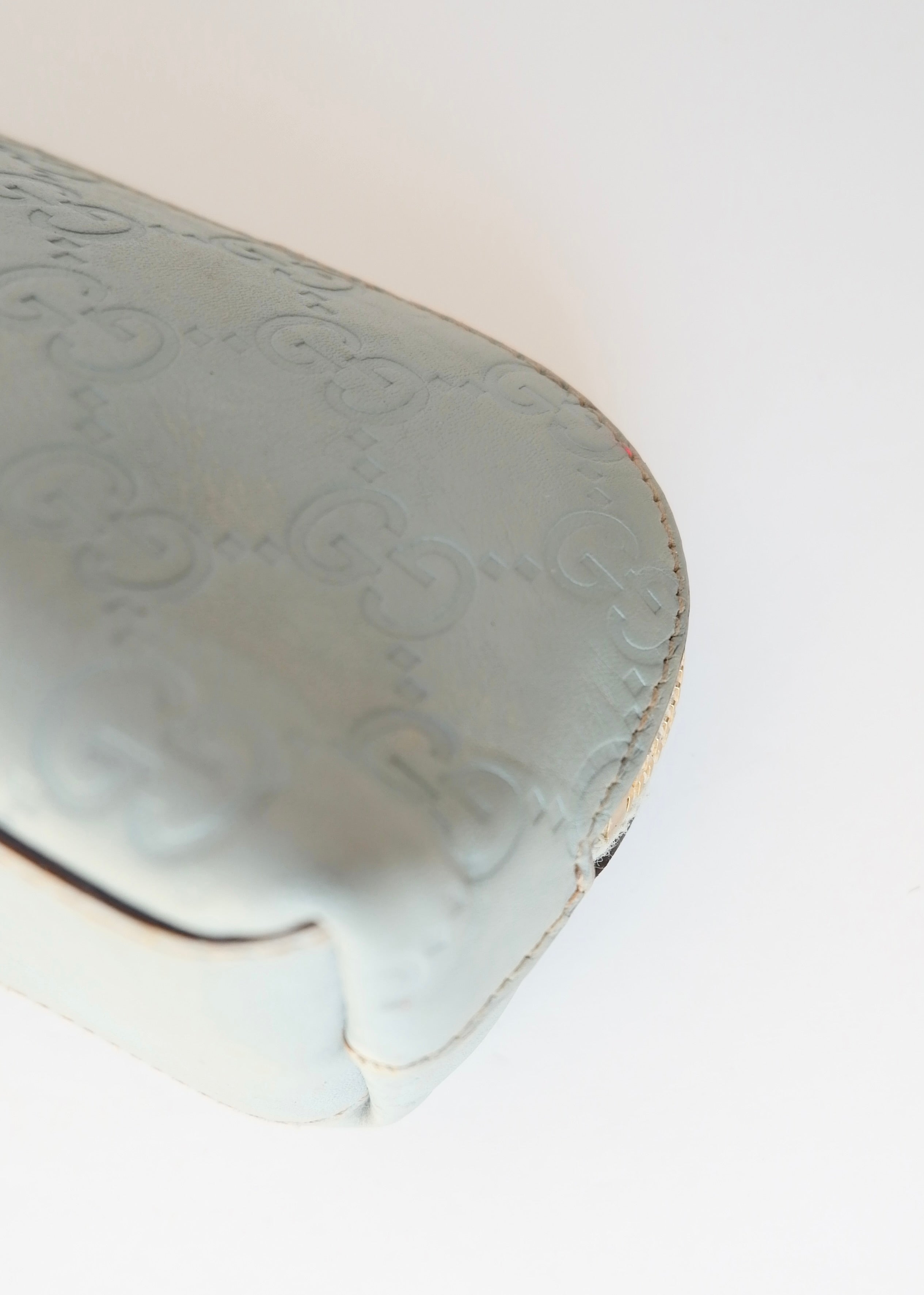 Preowned Gucci Blue Leather GG Pouch
