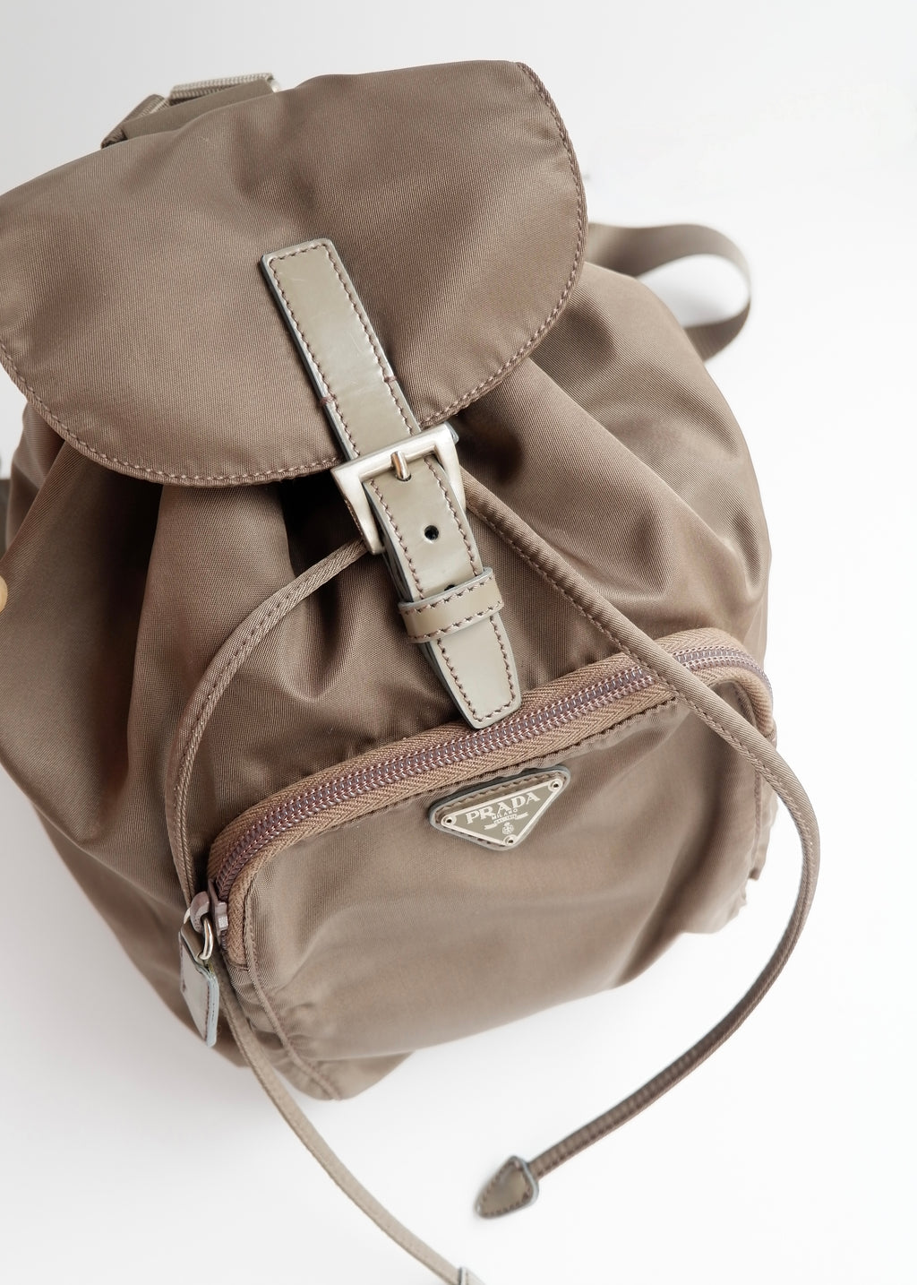 Preowned Prada Khaki Nylon Small Backpack