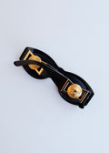 Authentiques lunettes de soleil vintage d'occasion Versace à monture carrée noire avec logo Méduse