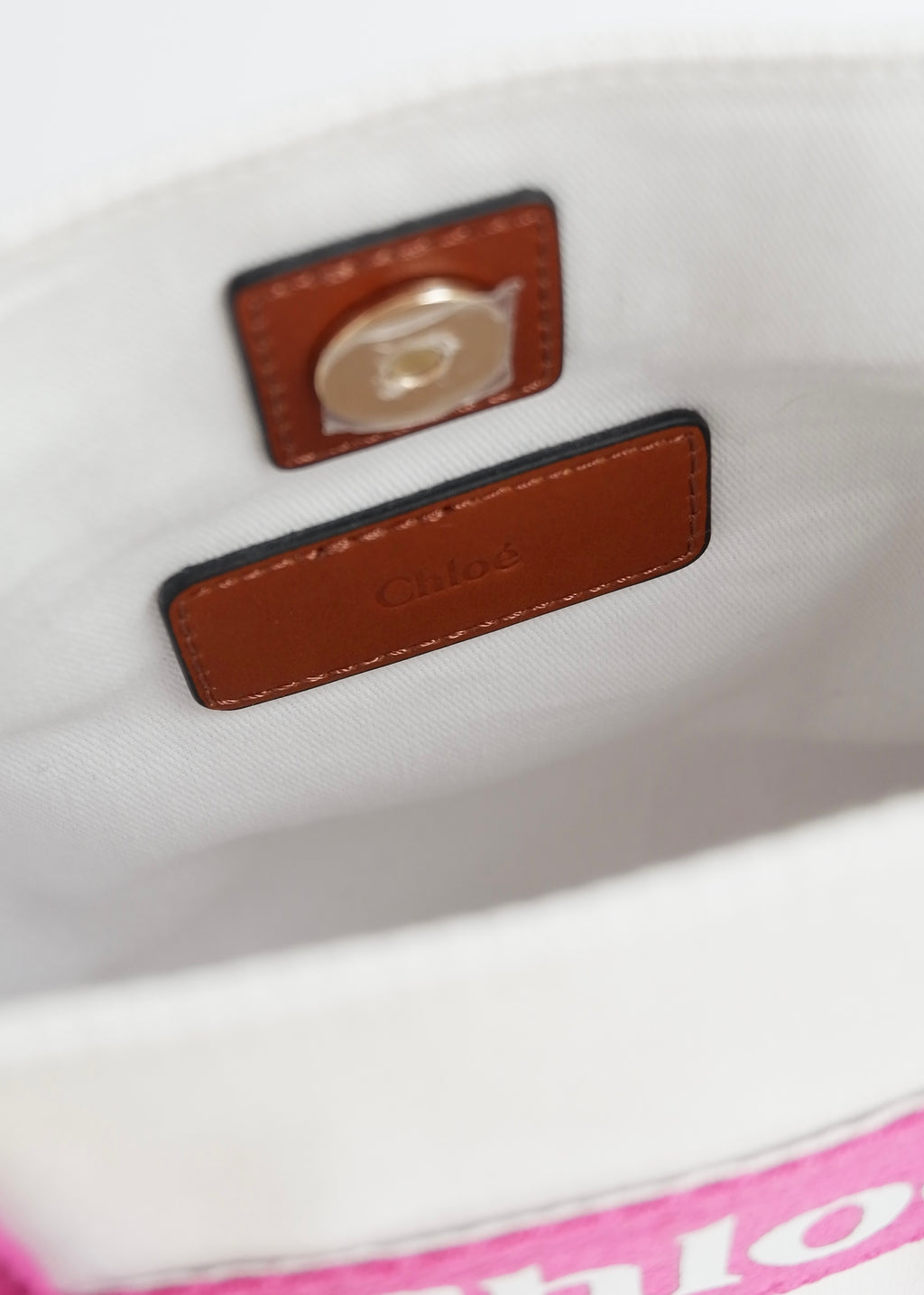 Sac Chloe bandoulière ou à main en toile blanc/rose authentique d'occasion