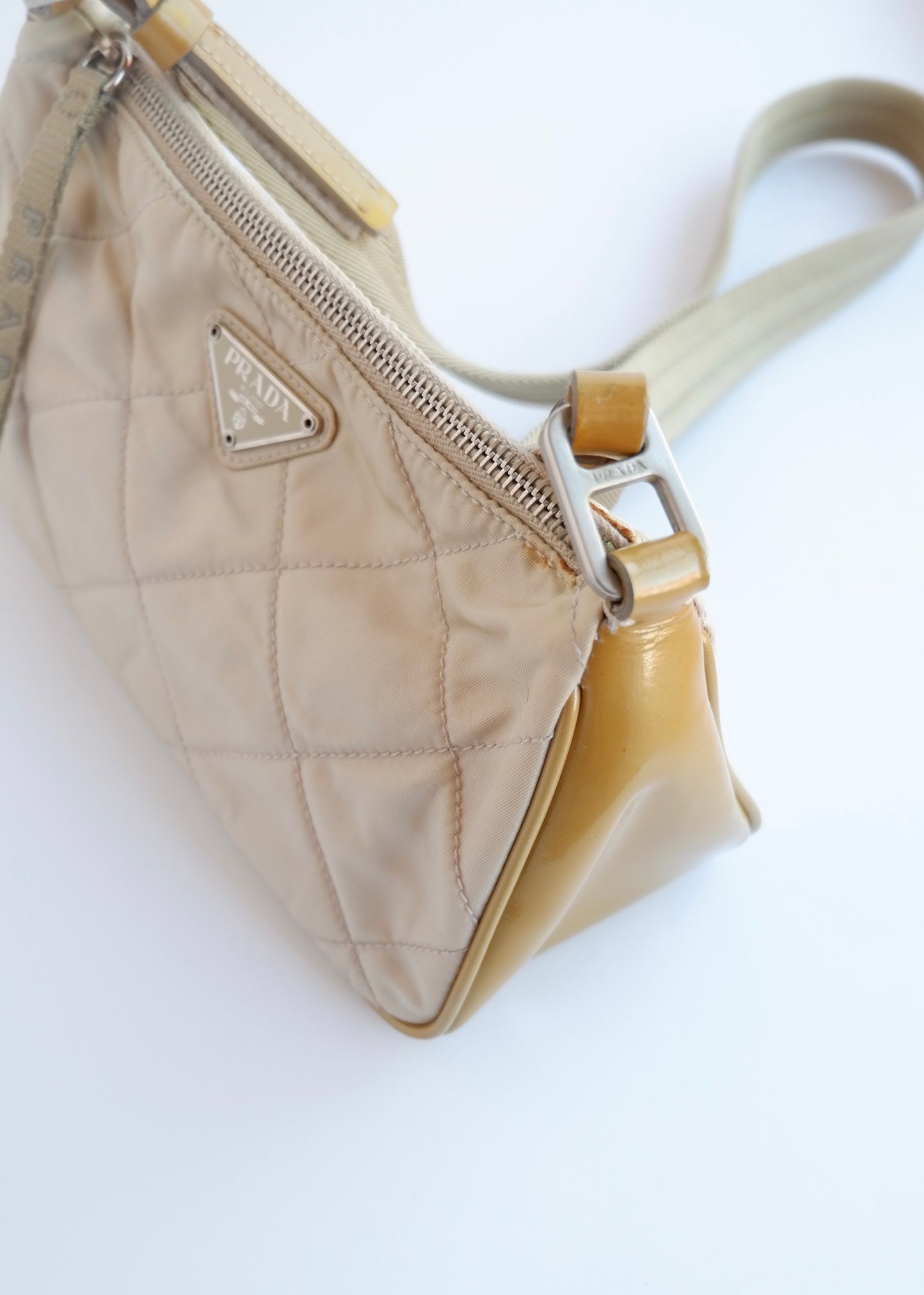 Authentic Preowned Prada Beige Quilted Nylon Crossbody Bag