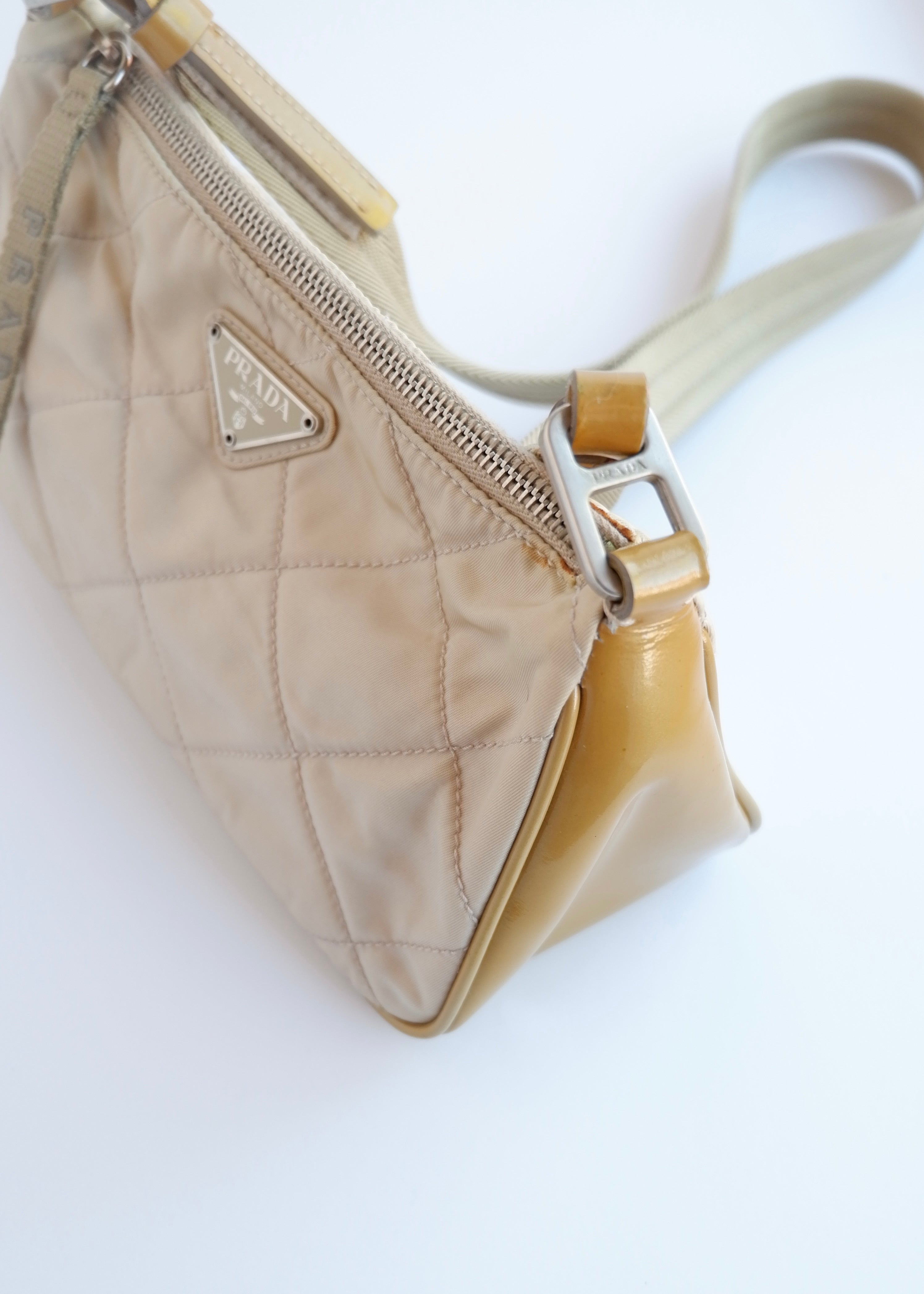 Authentic Preowned Prada Beige Quilted Nylon Crossbody Bag