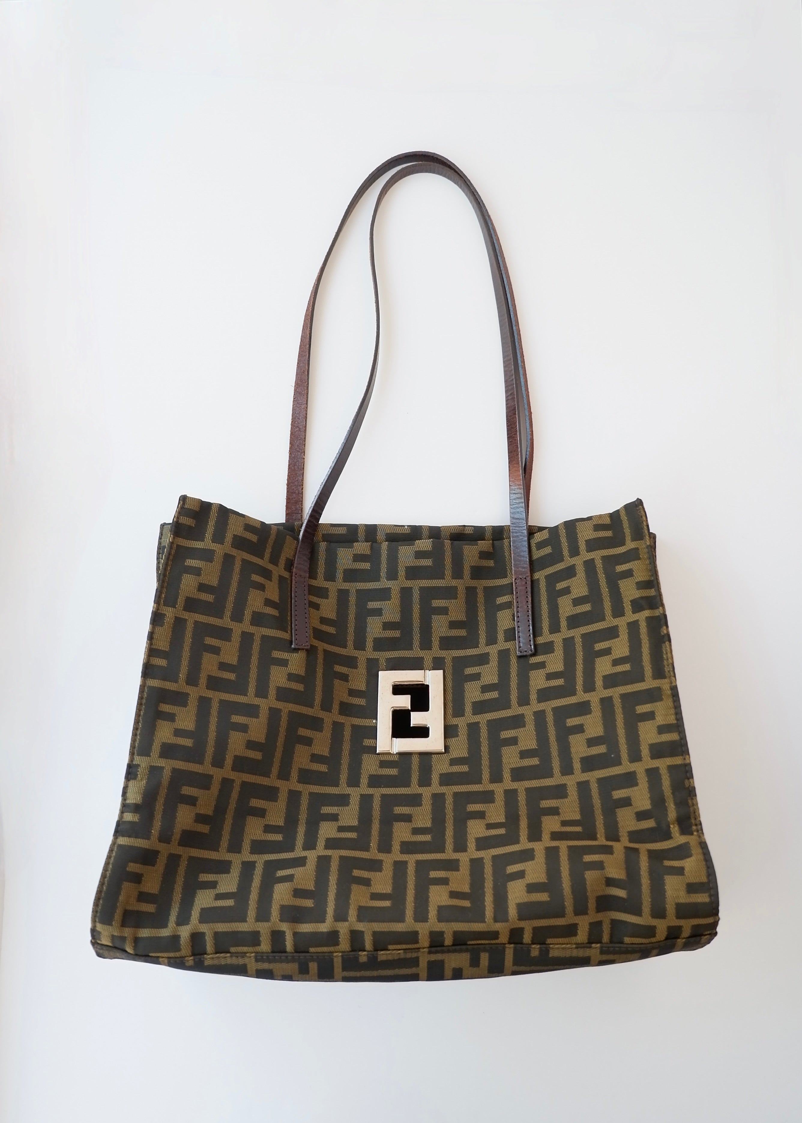 Preowned Vintage Fendi Brown Zucca Canvas Shoulder Tote