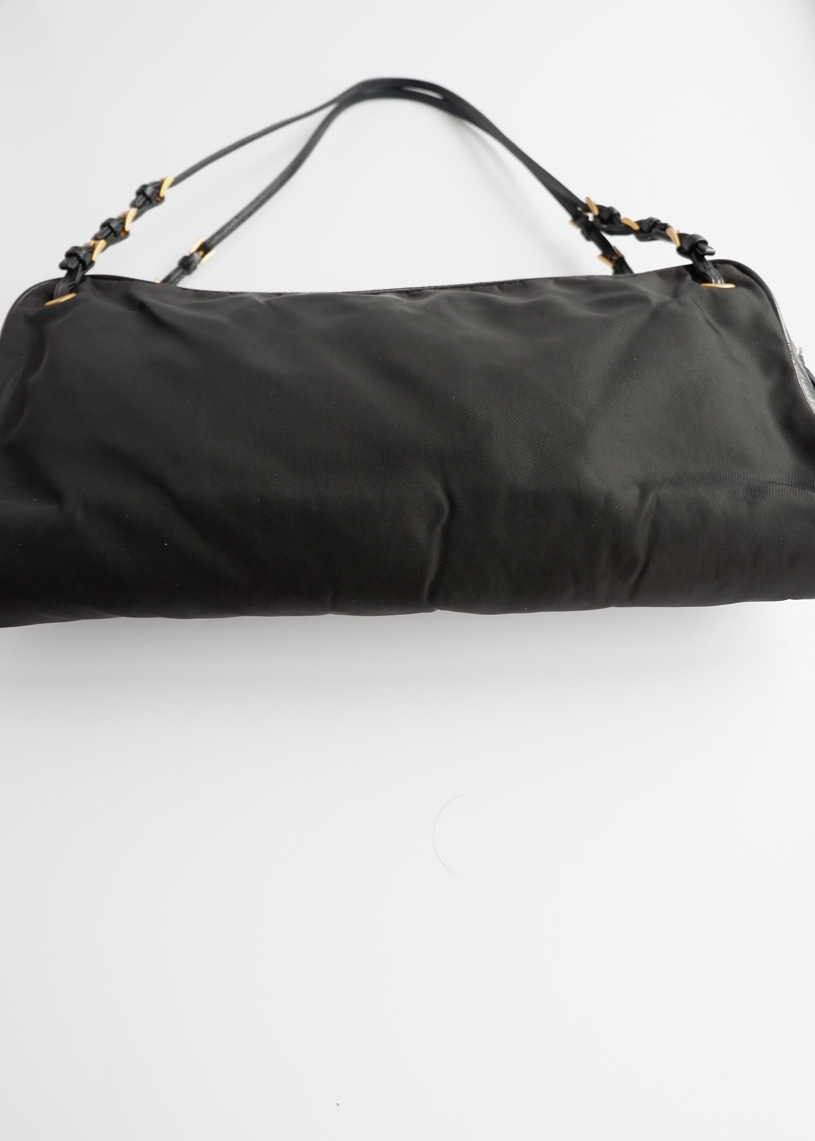 Authentic Preowned Prada Nylon/Leather Black Thin Strap Shoulder Bag GWH