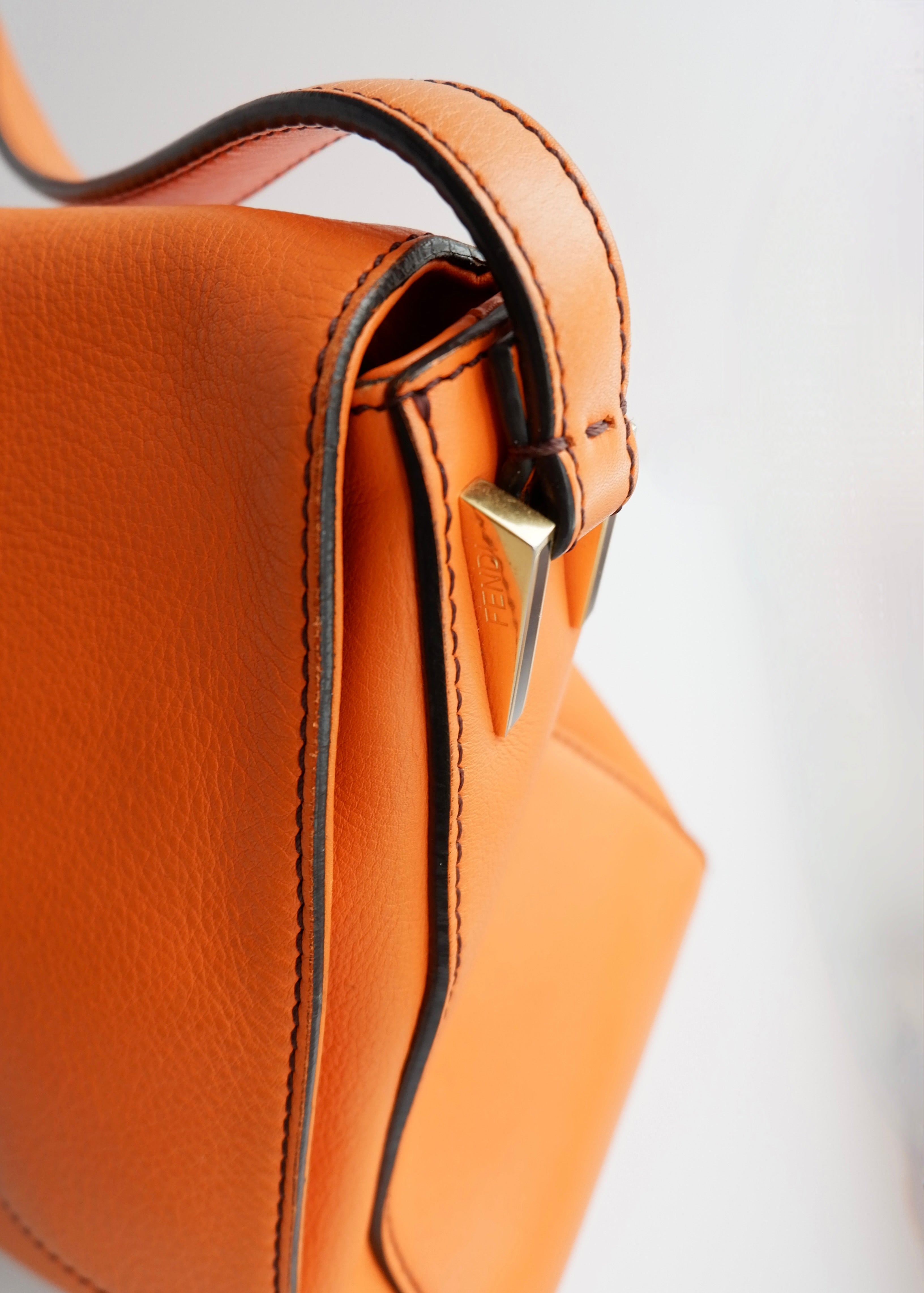 Authentic Preowned Fendi Orange Leather Mamma Baguette