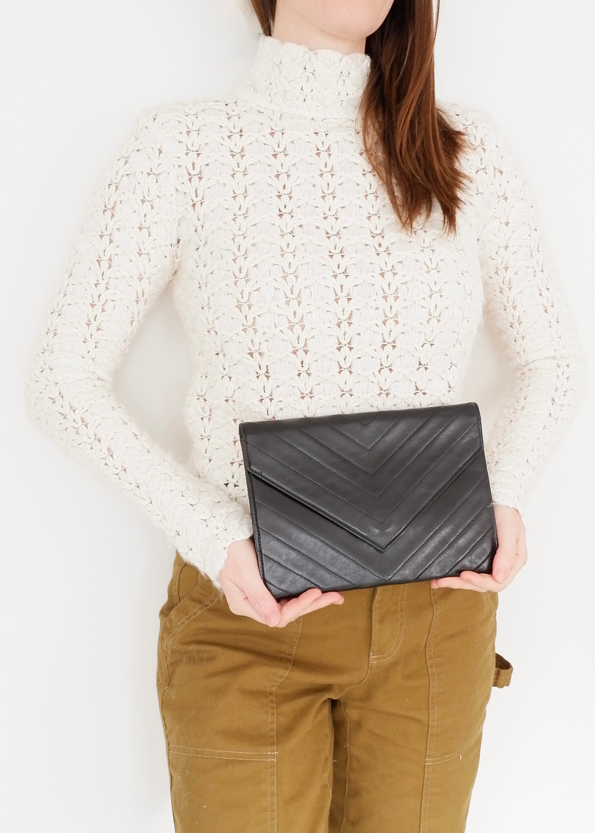 Authentic Preowned Vintage Yves Saint Laurent Black Leather Clutch