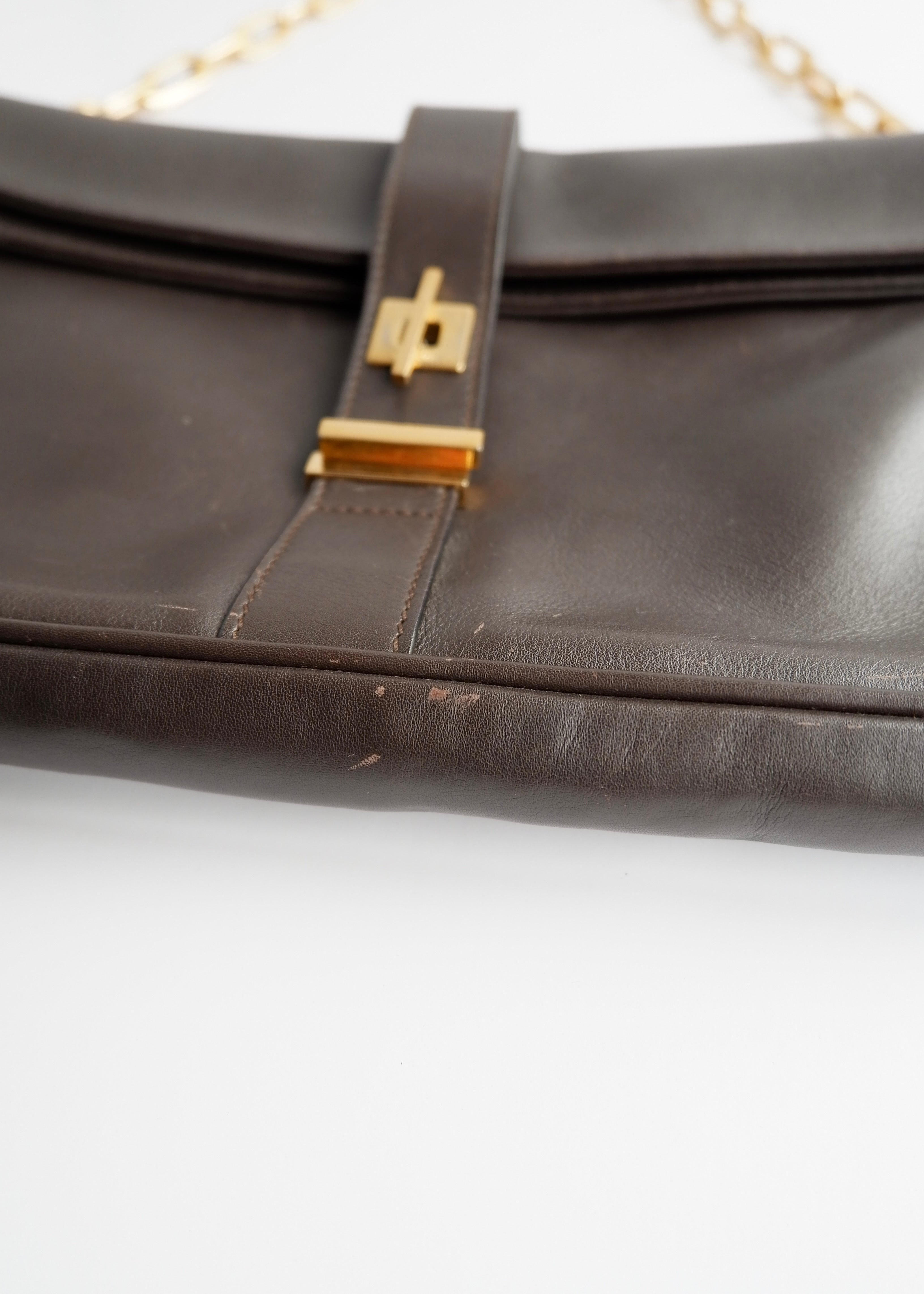 Authentic Preowned Gucci Brown Leather Shoulder Bag