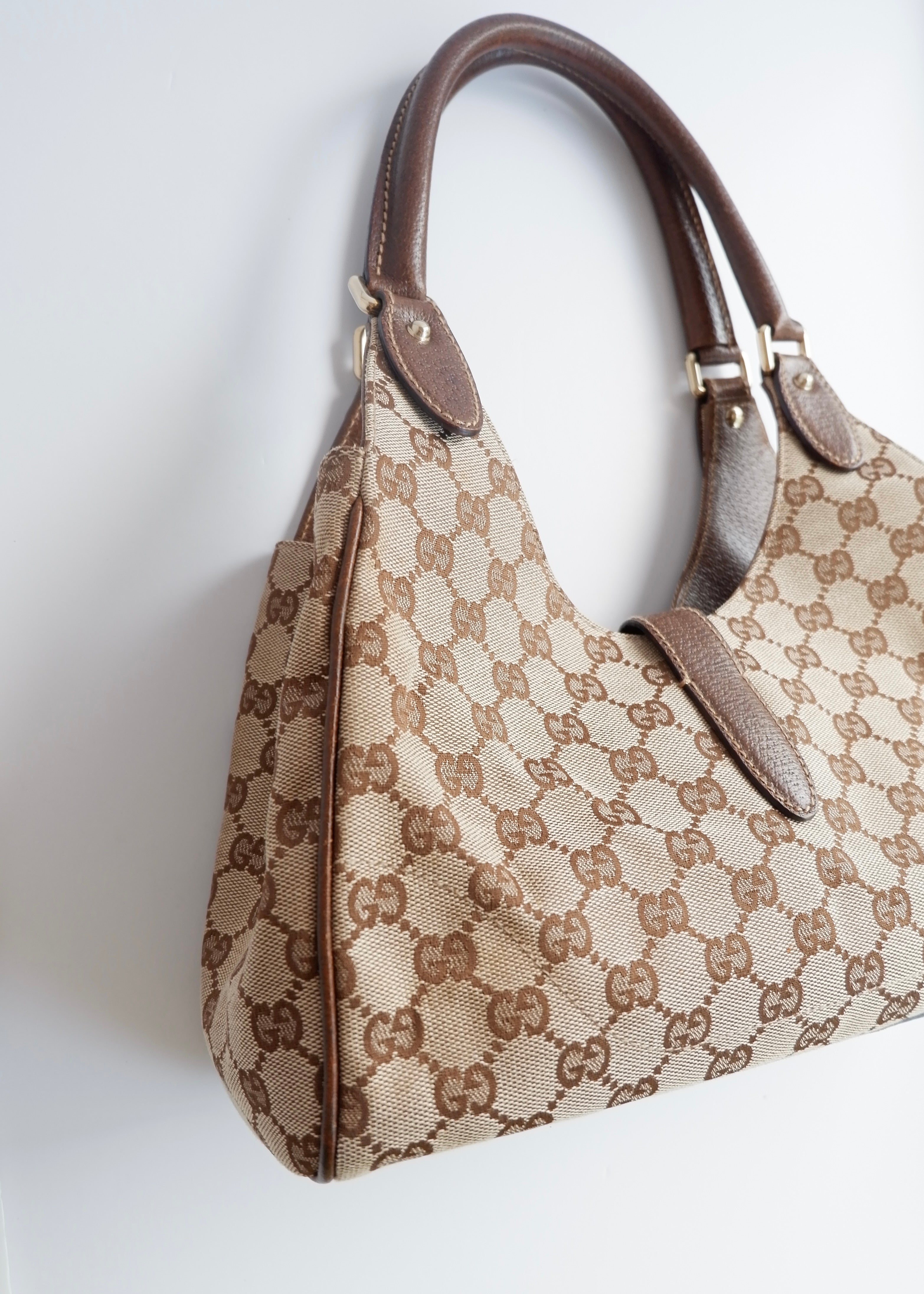 Preowned Gucci Brown GG Canvas Bardot Shoulder Bag