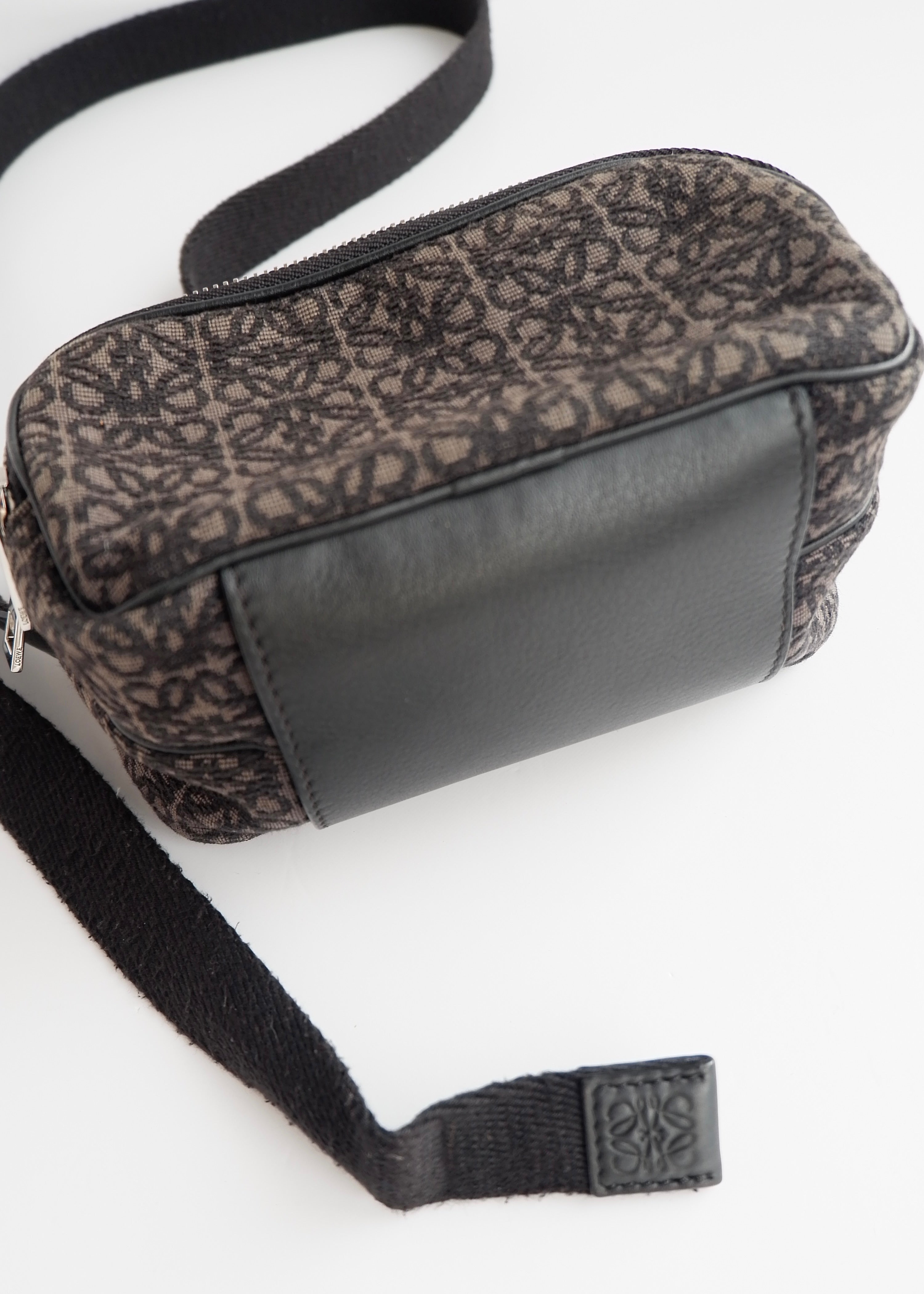 Authentic Preowned Loewe Black Canvas Anagram Crossbody Bag