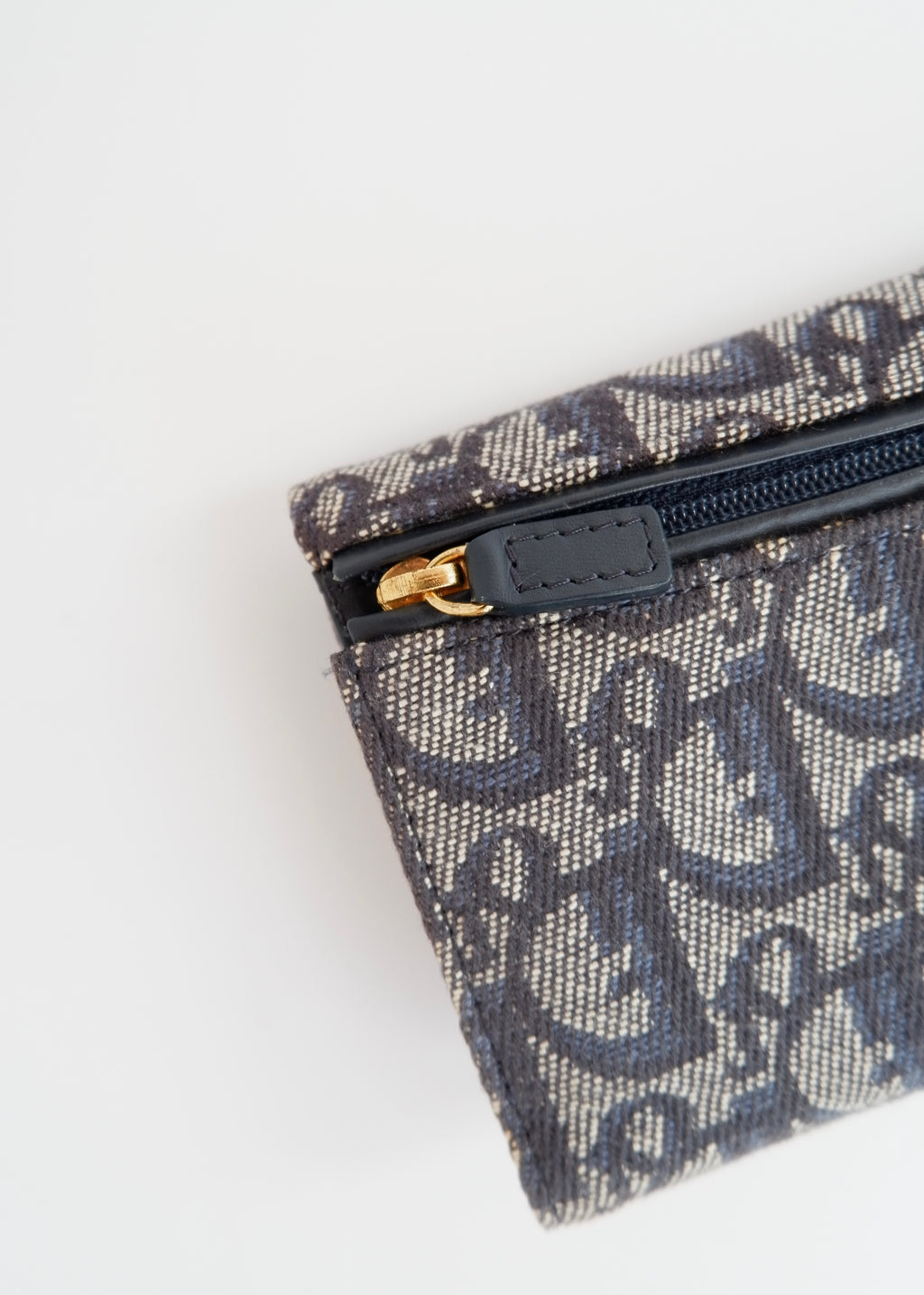 Portefeuille Dior authentique d'occasion en toile trotteur bleu marine