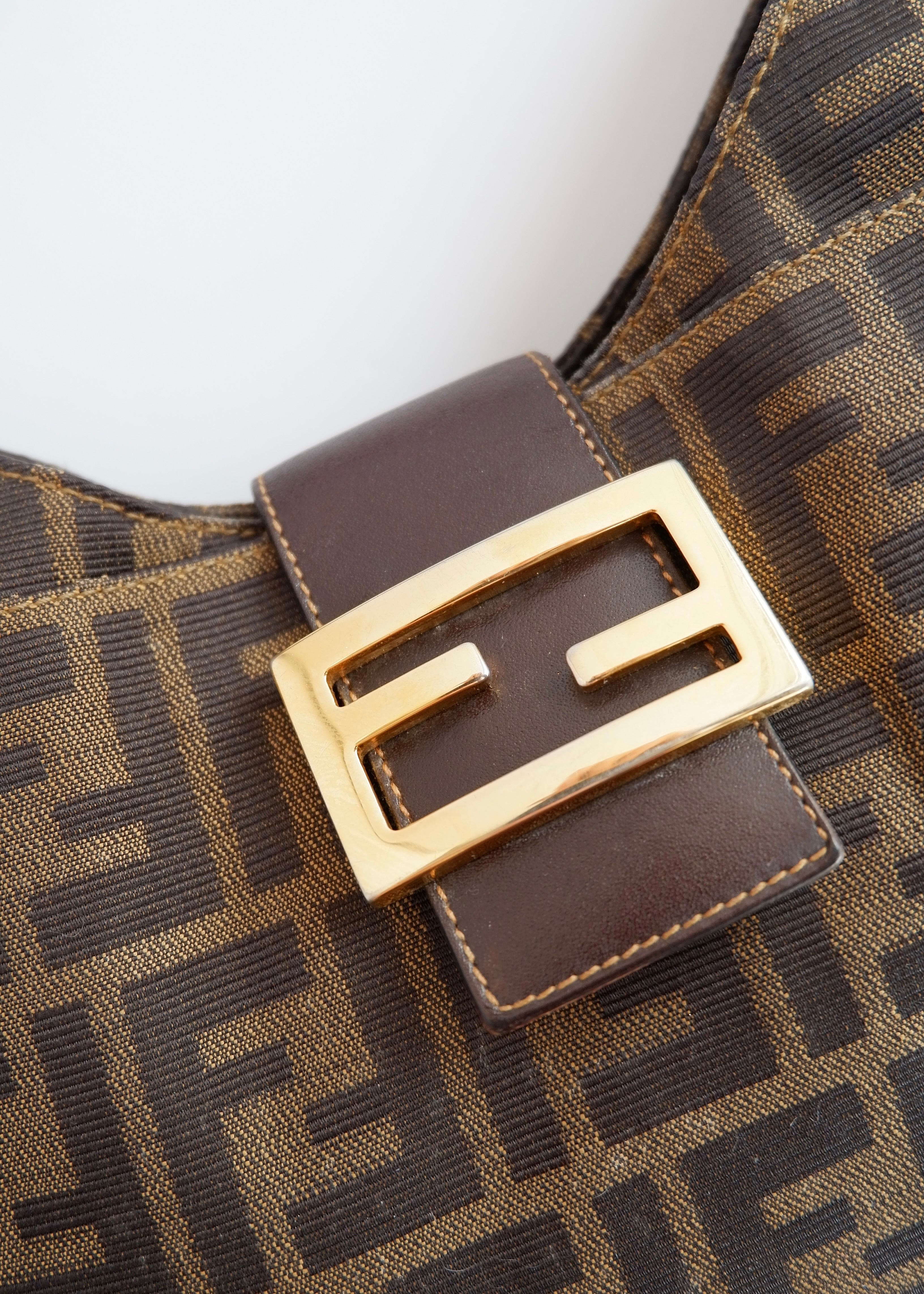 Authentic Preowned Fendi Brown Canvas Zucca Hobo Shoulder Bag