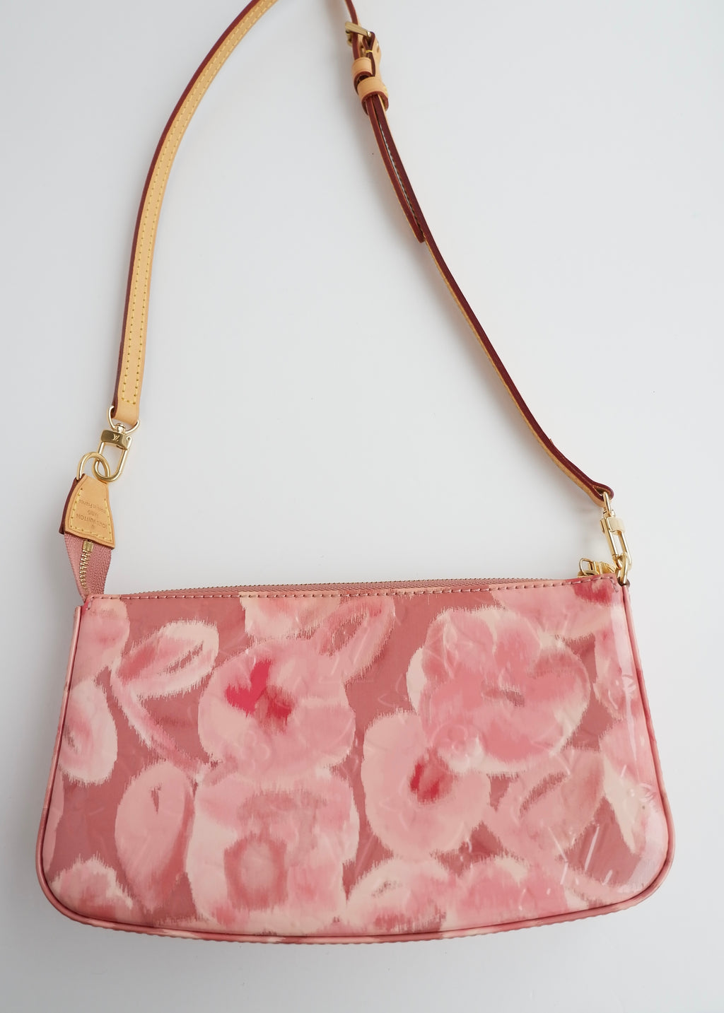 Authentic Preowned Louis Vuitton Limited Edition Rose Velours Monogram Ikat Pochette Crossbody Bag