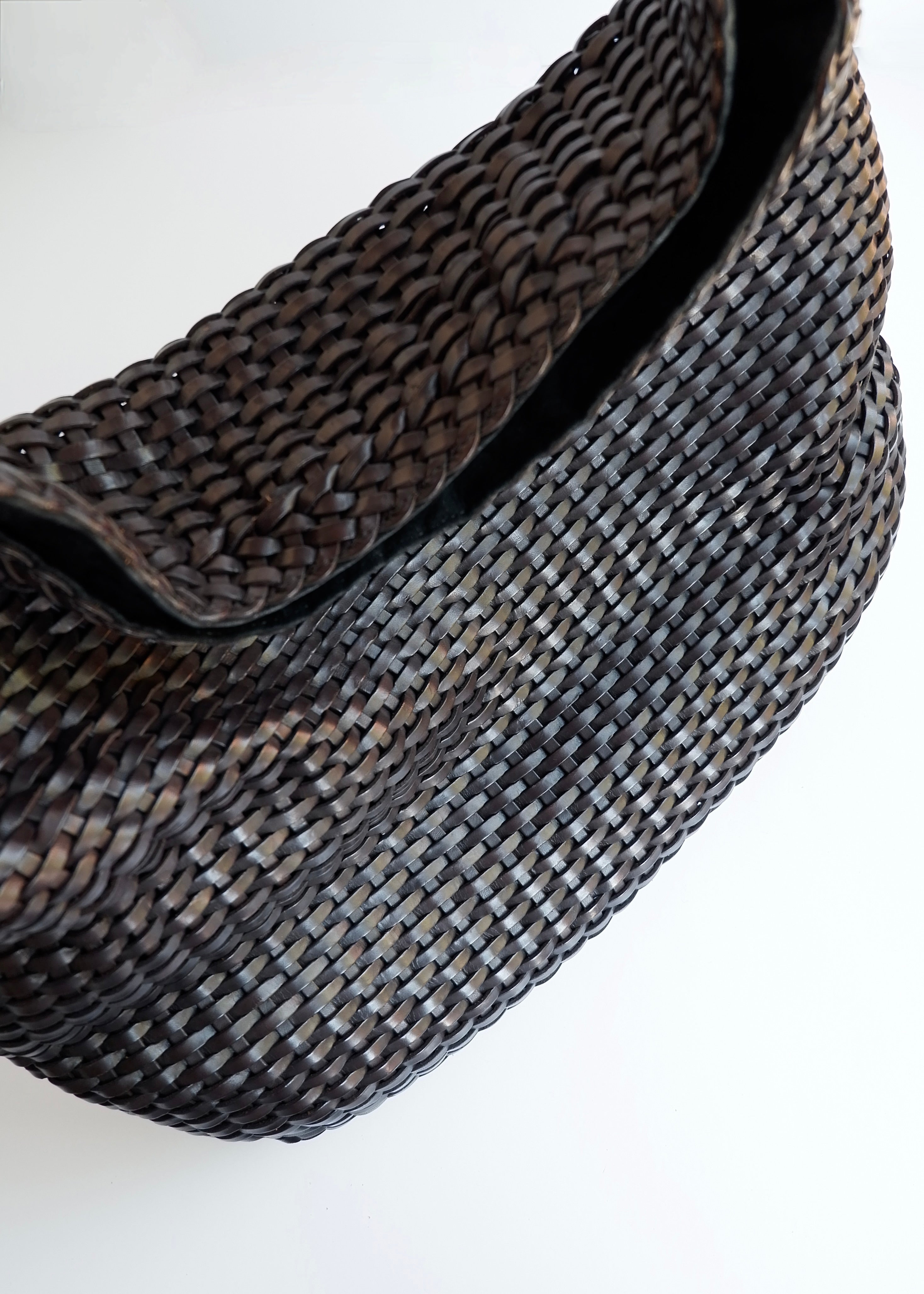 Authentic Preowned Gucci Brown Woven Leather Bamboo Hobo Shoulder Bag