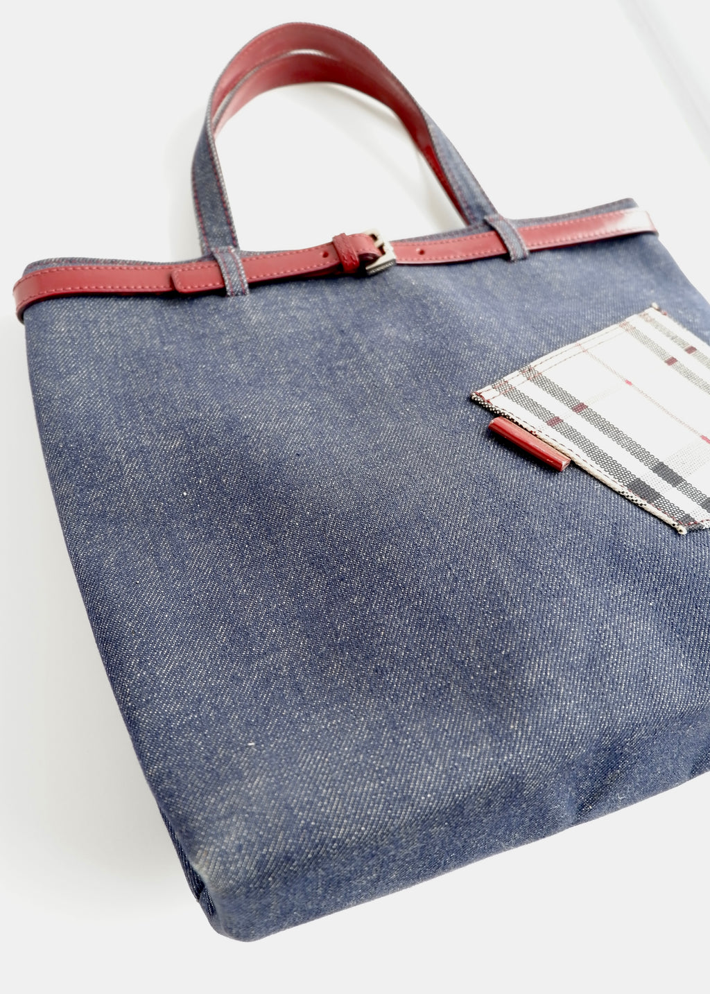 Authentic Preowned Vintage Burberry Novacheck Denim Pocket Tote
