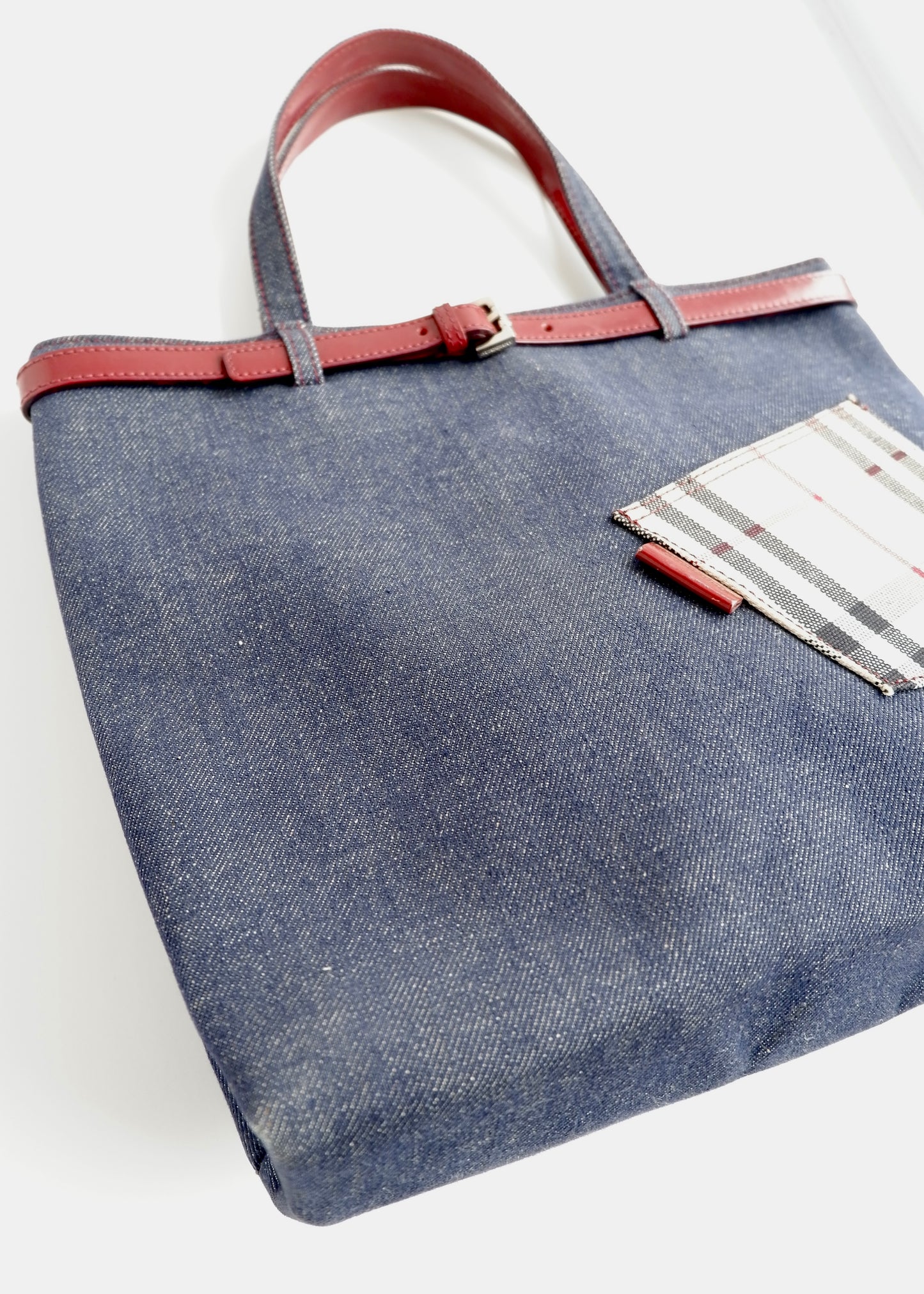 Authentic Preowned Vintage Burberry Novacheck Denim Pocket Tote