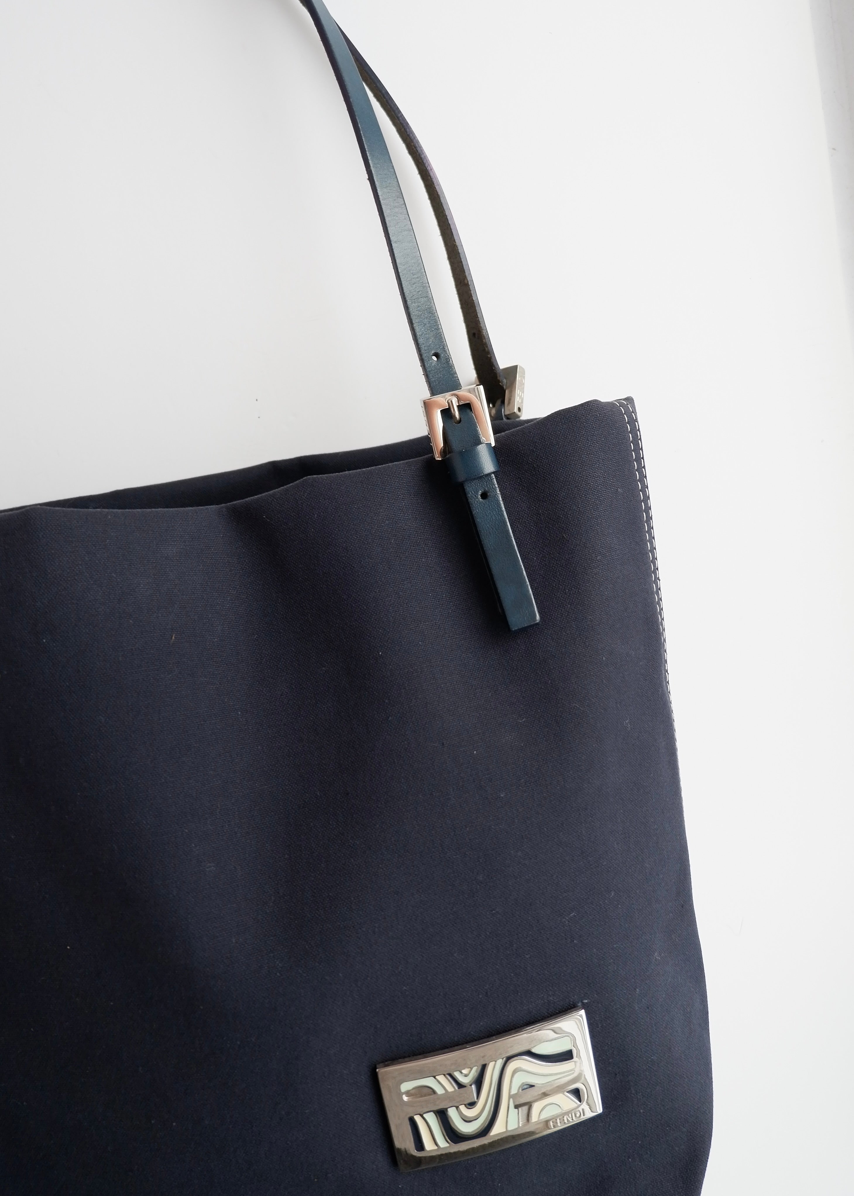 Authentic Preowned Fendi Navy Canvas FF Logo Tote Bag