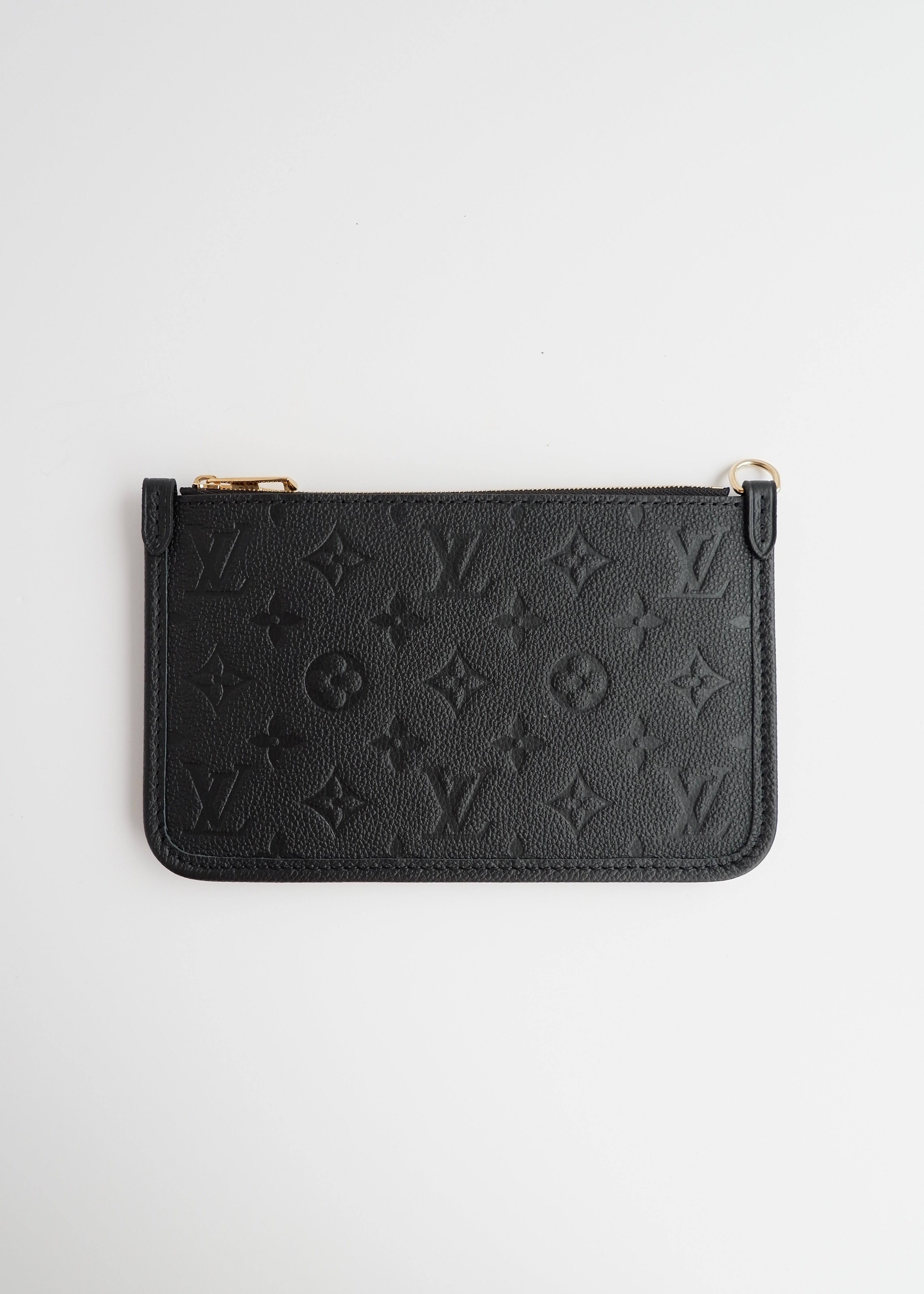 Authentic Preowned Louis Vuitton Black Empreinte Monogram Wrislet Pouch (For Neverfull)