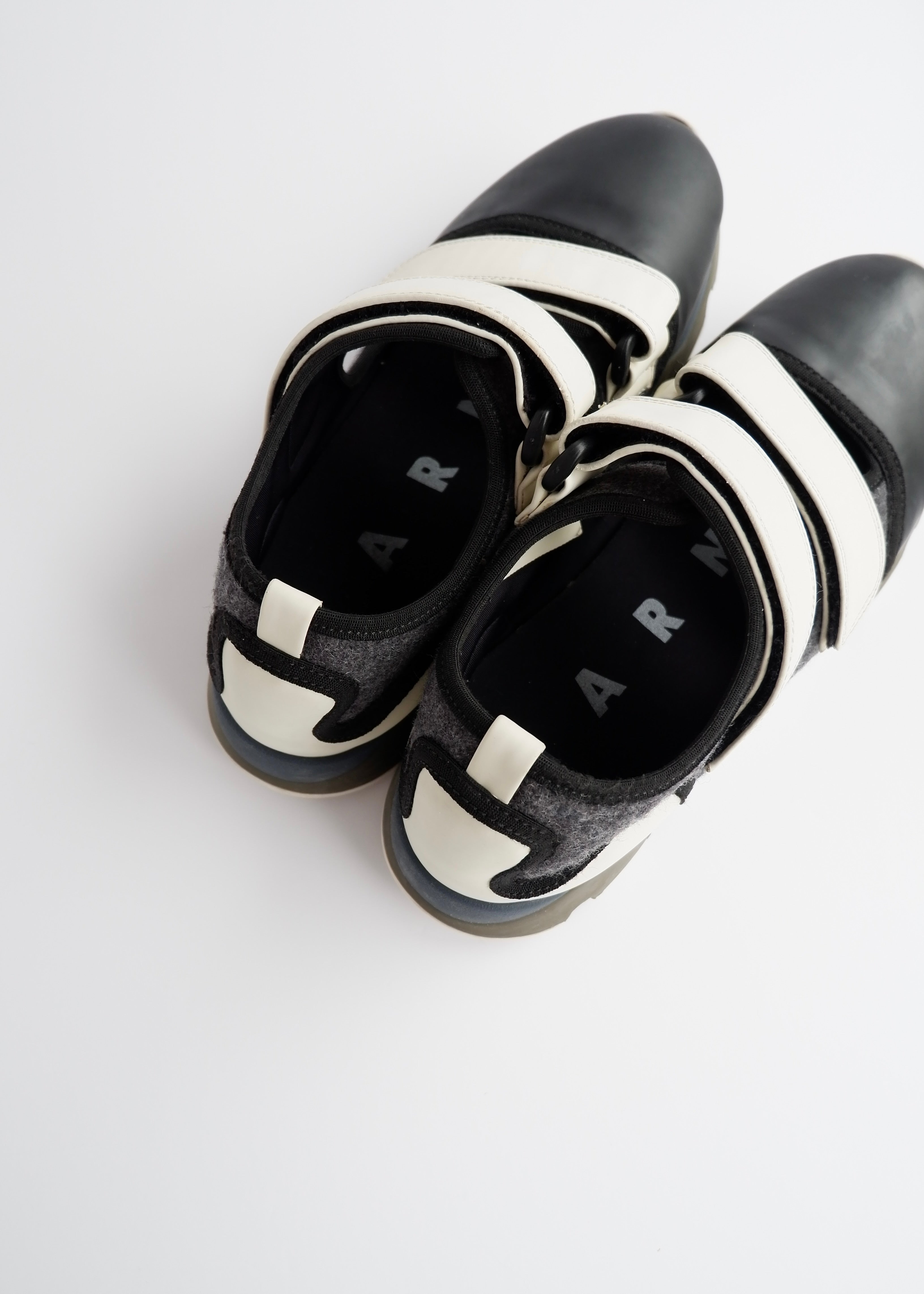 Baskets Velcro Marni Noires/Vertes en Tissu Technique Authentiques d'Occasion - 40