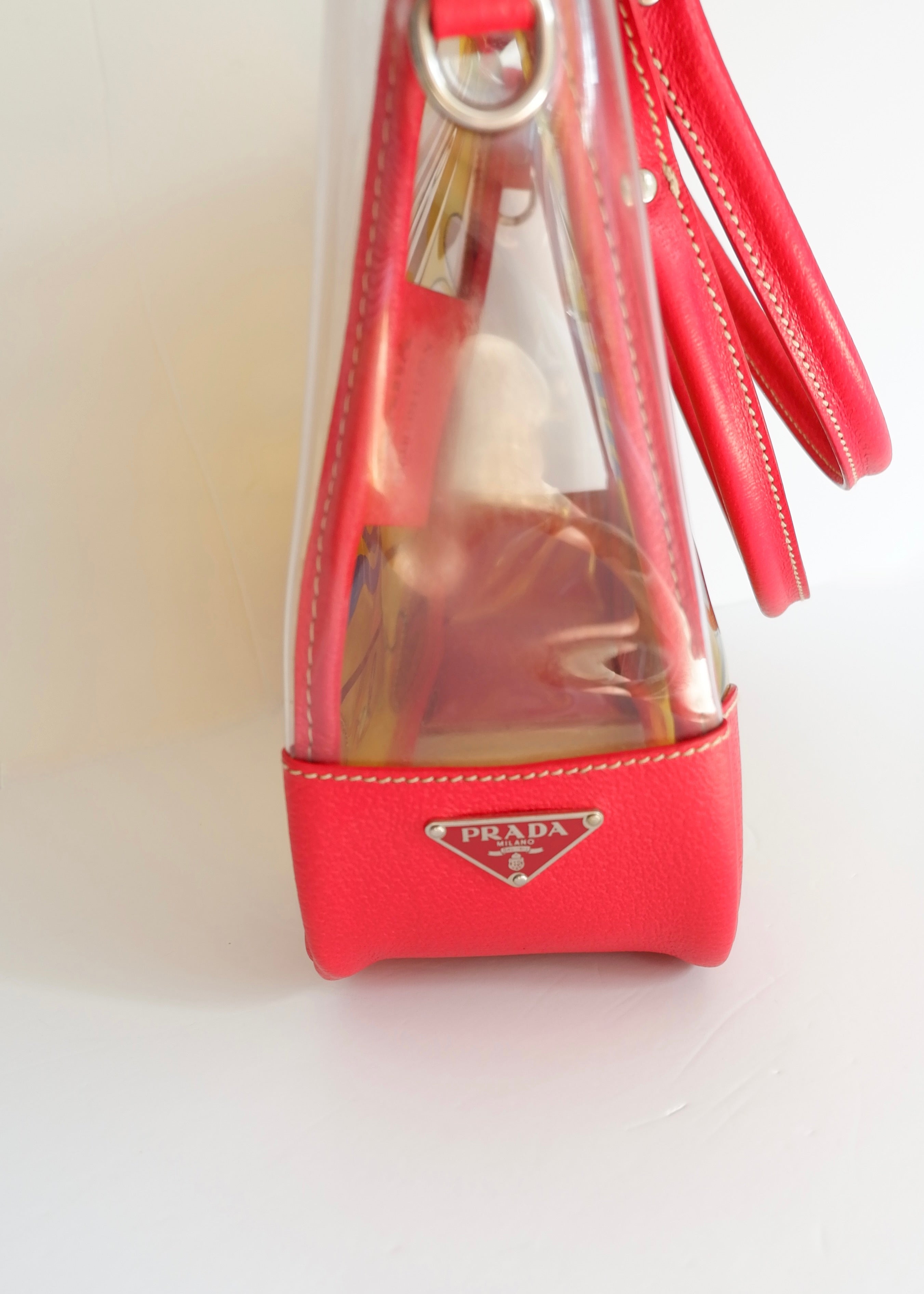 Preowned Prada Red Canvas/ PVC Summer Pattern Tote Bag
